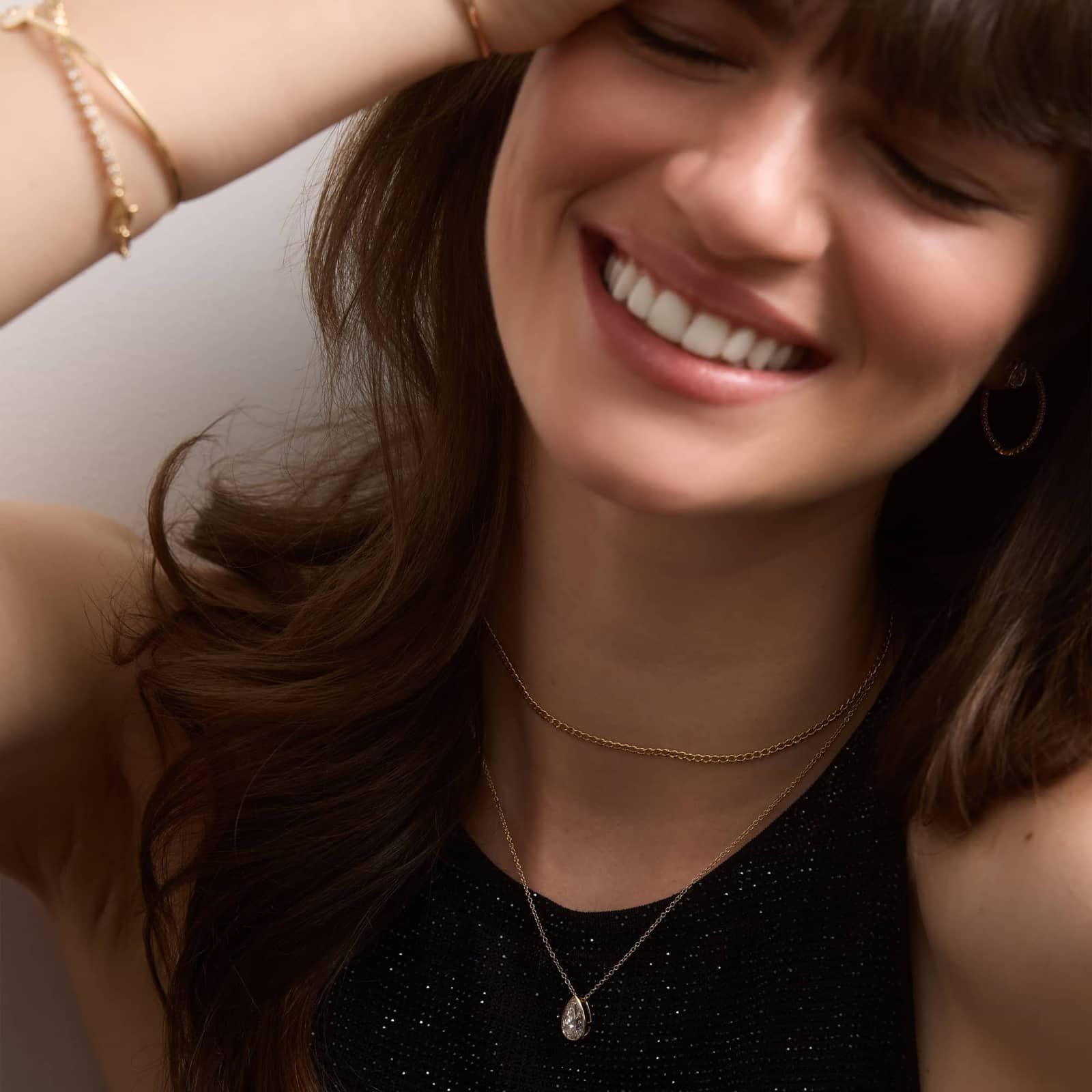 Bezel Solitaire Pendant Necklace With 2 CTW Pear Shaped Lab-Grown Diamond in 14K Yellow Gold