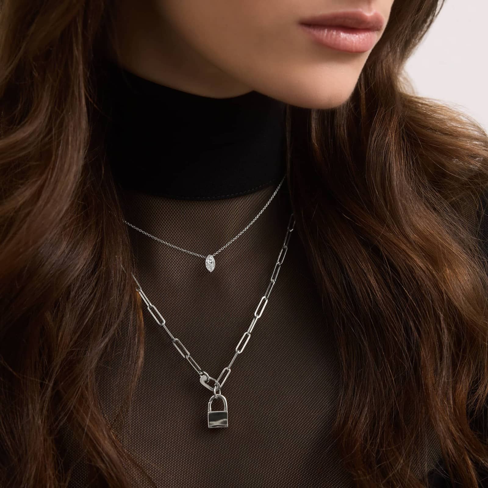 Bezel Solitaire Pendant Necklace With 0.5 CTW Marquise Cut Diamonds in Platinum