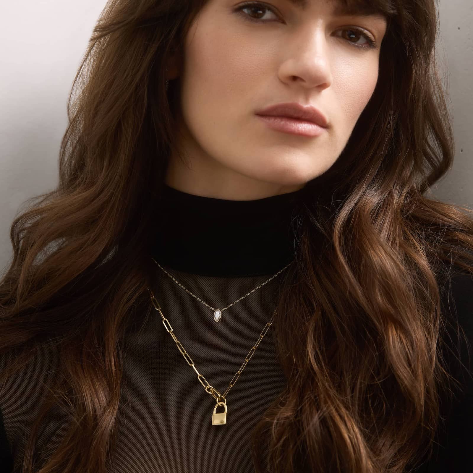 Bezel Solitaire Pendant Necklace With 0.75 CTW Marquise Cut Lab-Grown Diamonds in 14K Yellow Gold