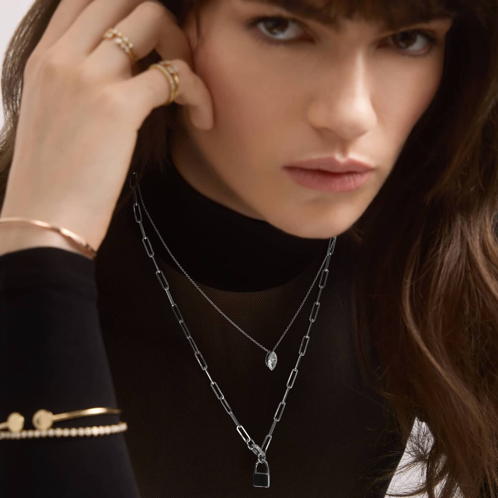 Bezel Solitaire Pendant Necklace With 1 CTW Marquise Cut Lab-Grown Diamonds in 14K White Gold