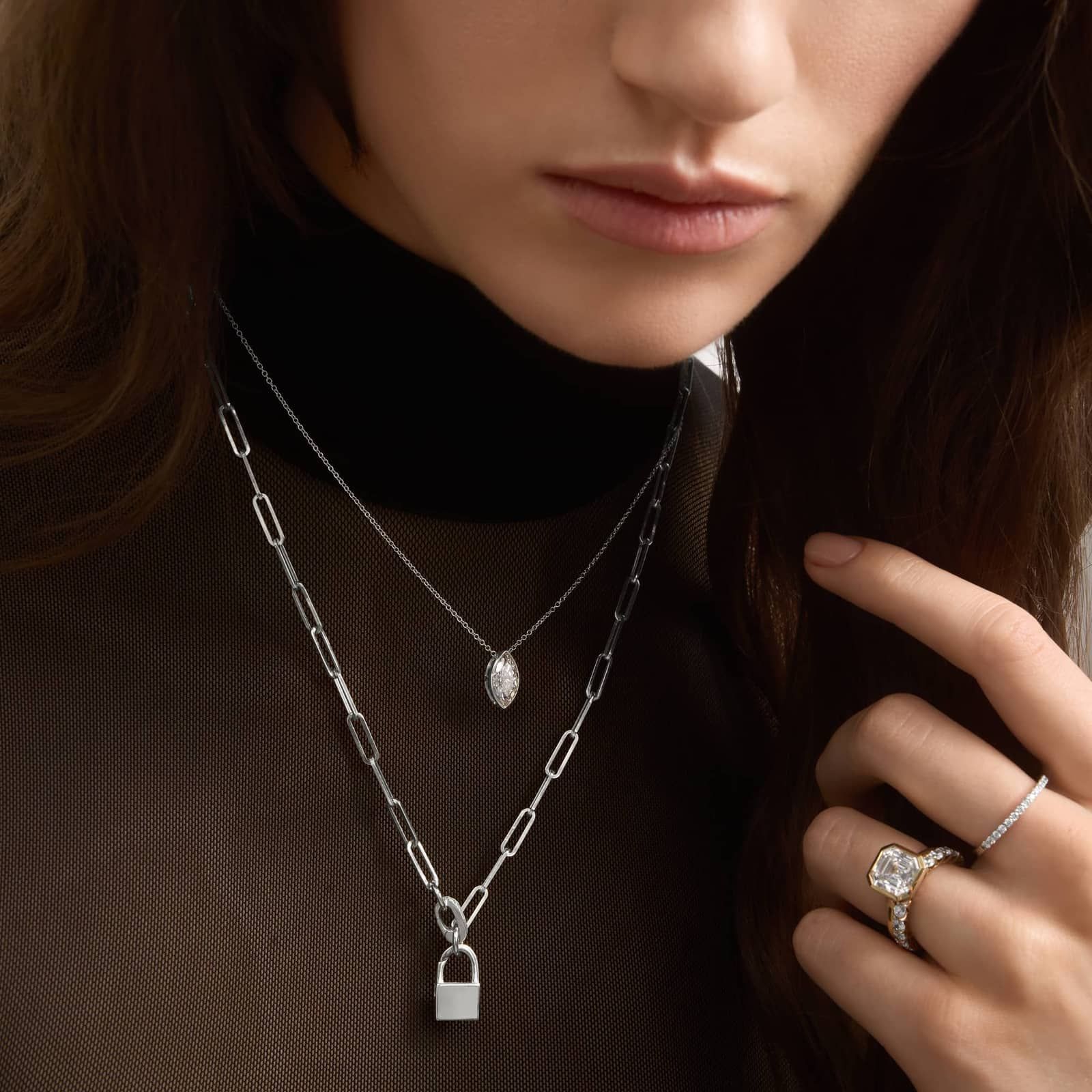 Bezel Solitaire Pendant Necklace With 1.5 CTW Marquise Cut Lab-Grown Diamonds in 14K White Gold
