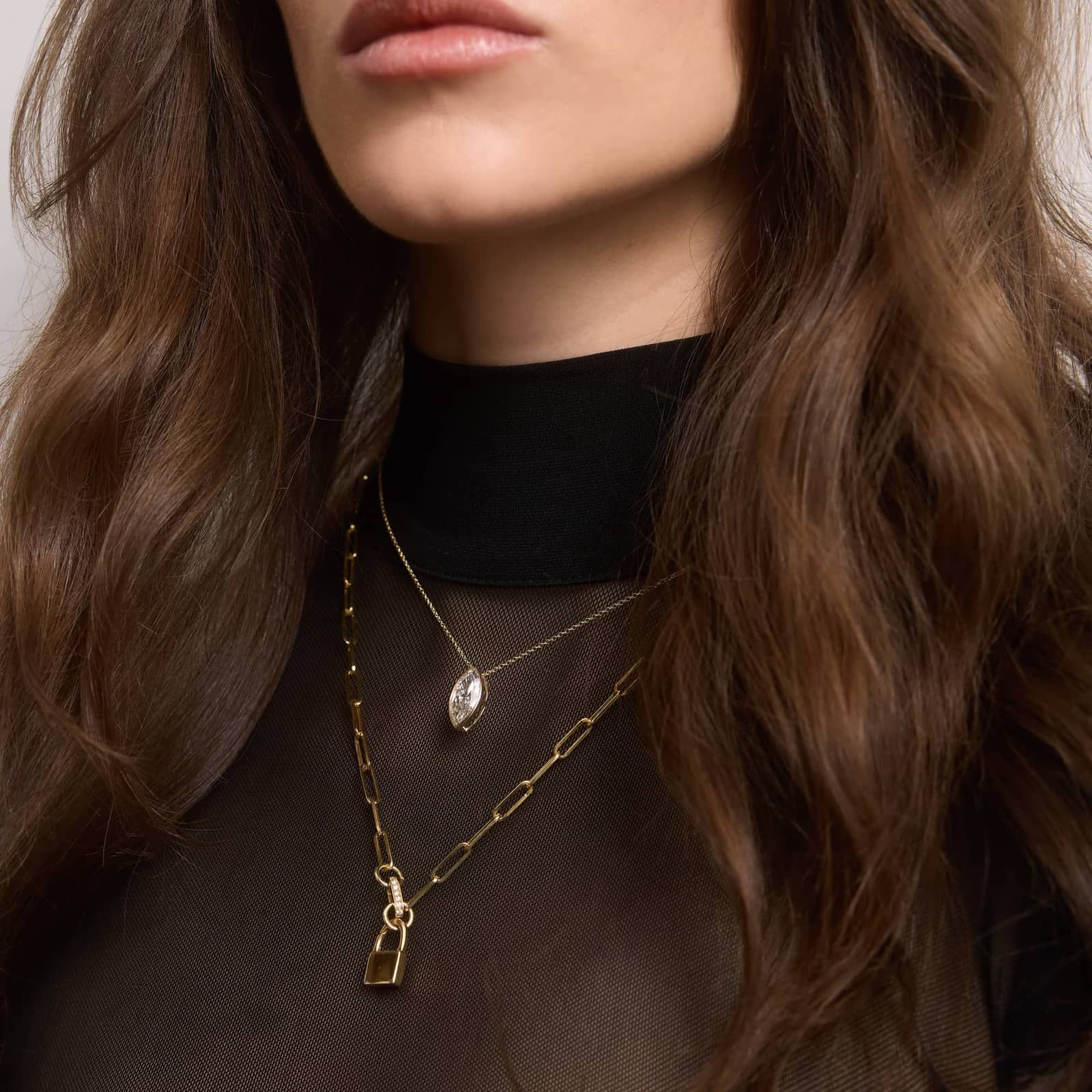 Bezel Solitaire Pendant Necklace With 3 CTW Marquise Cut Lab-Grown Diamonds in 14K Yellow Gold