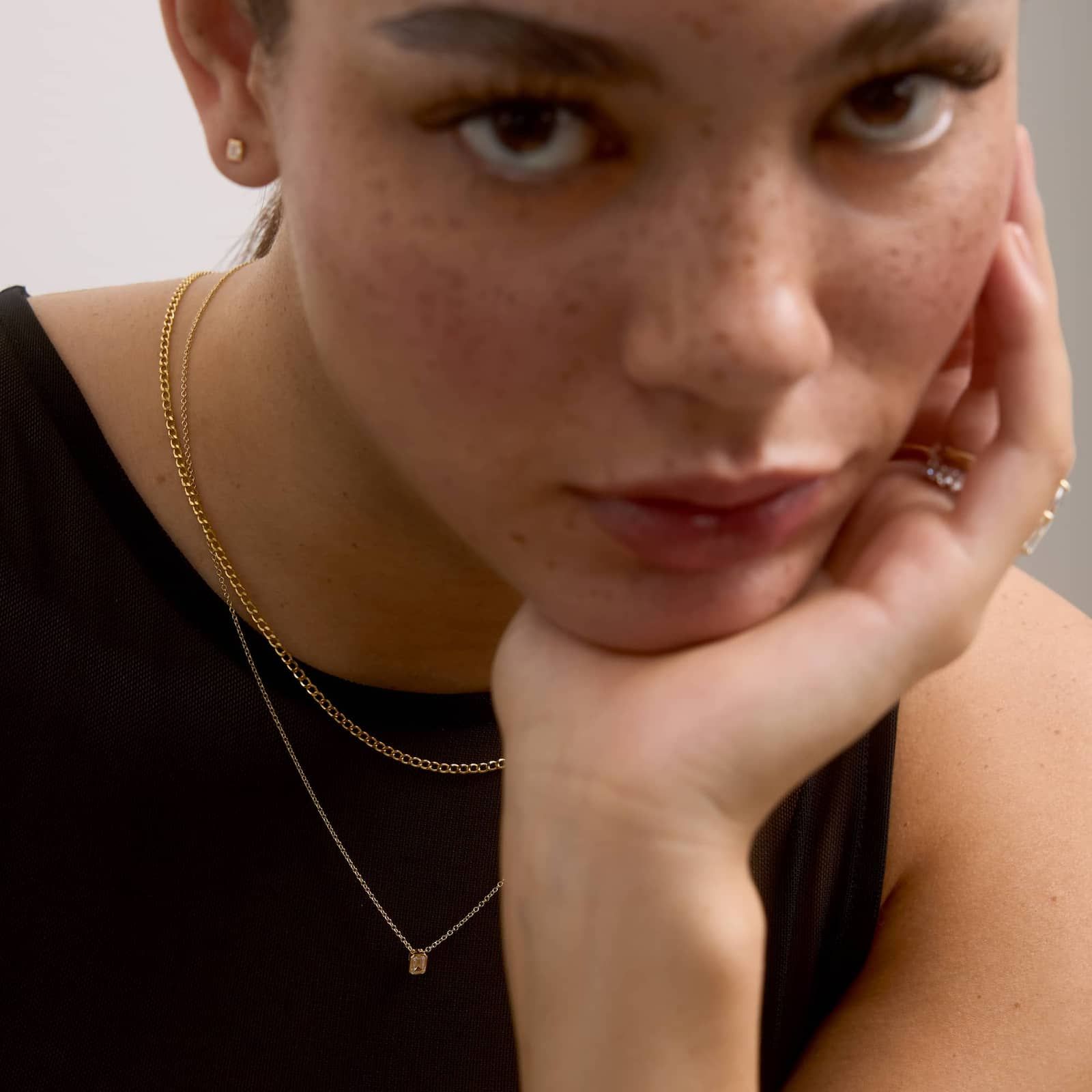 Bezel Solitaire Pendant Necklace With 0.25 CTW Emerald Cut Lab-Grown Diamond in 14K Yellow Gold