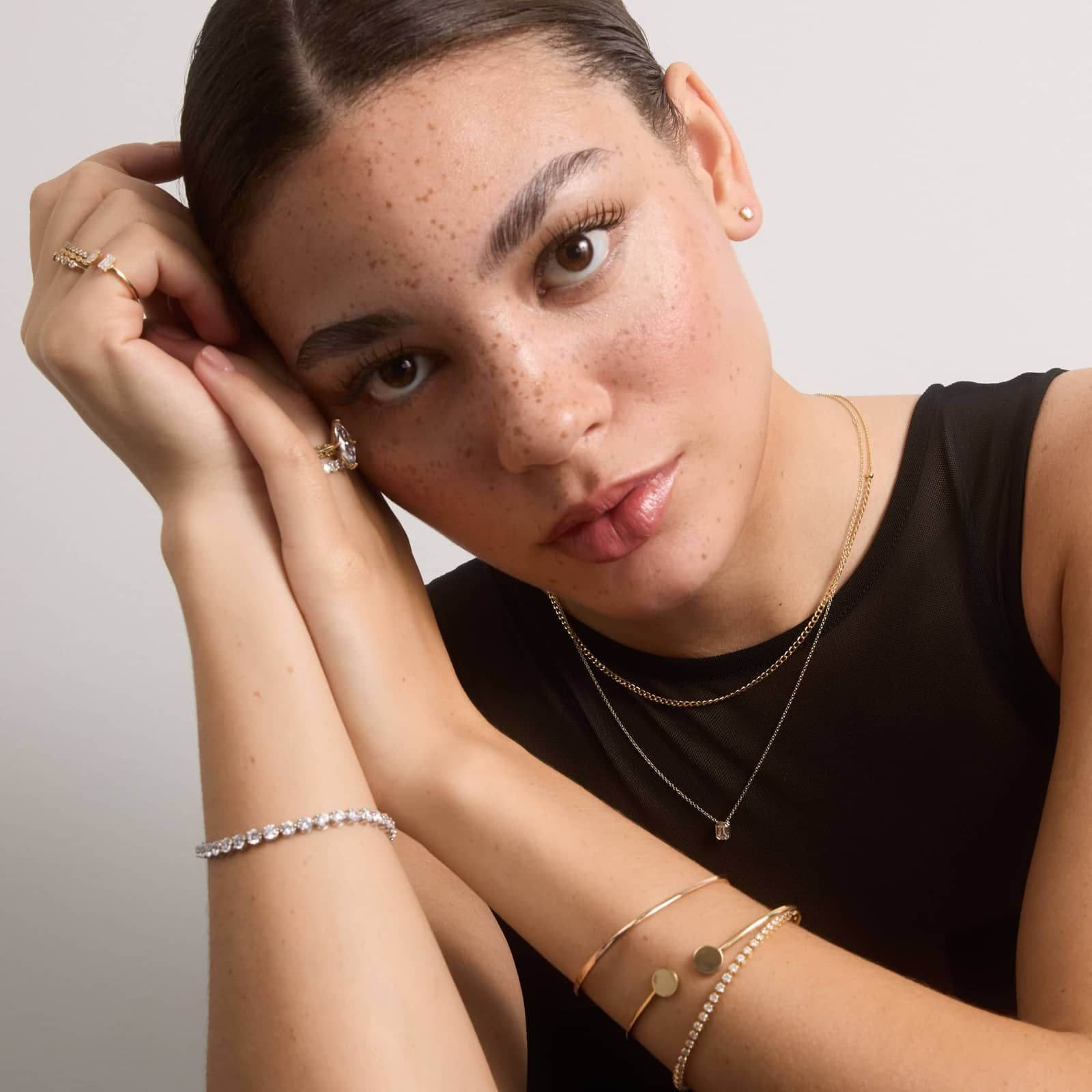 Bezel Solitaire Pendant Necklace With 0.5 CTW Emerald Cut Lab-Grown Diamond in 14K Yellow Gold