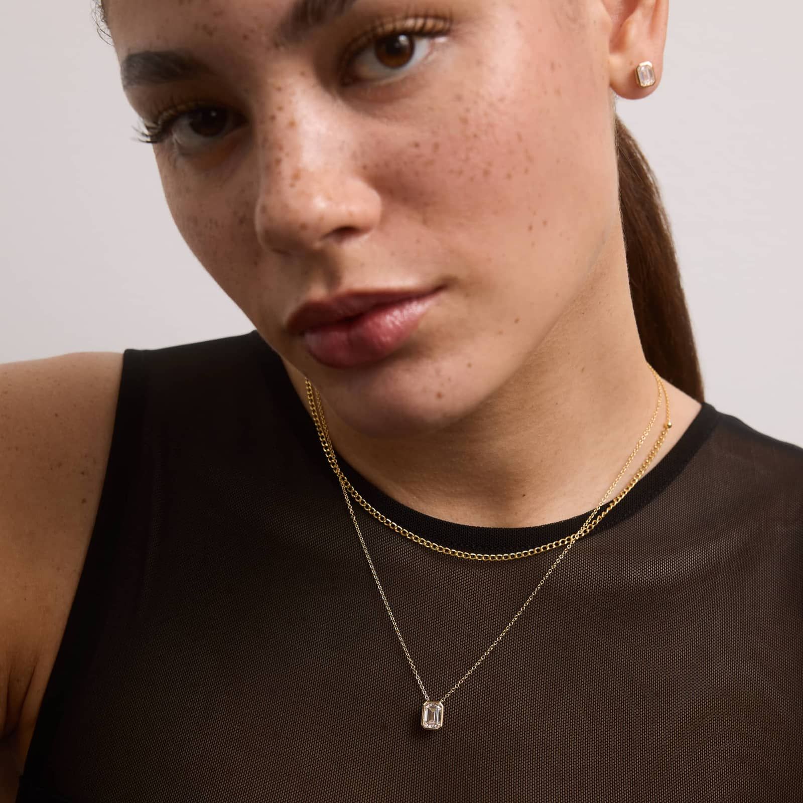 Bezel Solitaire Pendant Necklace With 1.5 CTW Emerald Cut Lab-Grown Diamond in 14K Yellow Gold