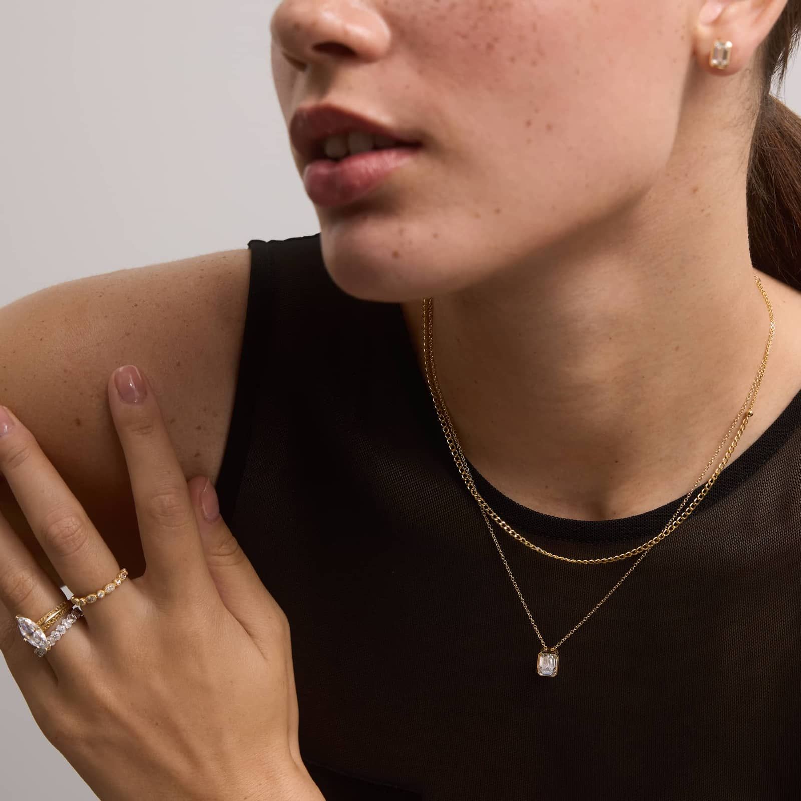 Bezel Solitaire Pendant Necklace With 2 CTW Emerald Cut Lab-Grown Diamond in 14K Yellow Gold