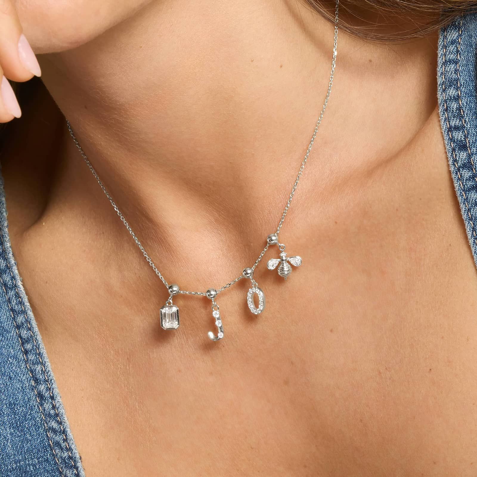 J Initial Lab-Grown Diamond Charm In 14K White Gold