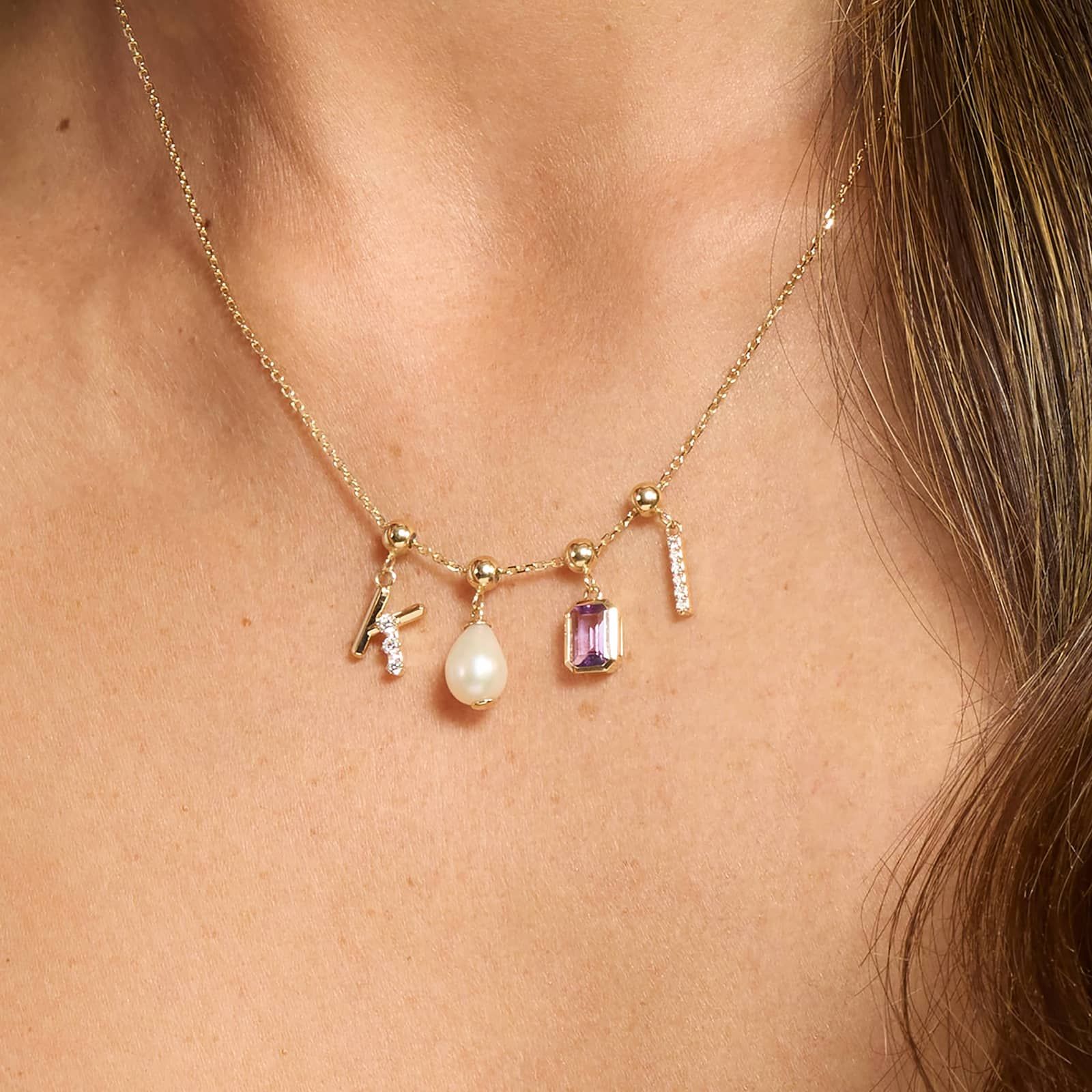 K Initial Lab-Grown Diamond Charm In 14K Yellow Gold