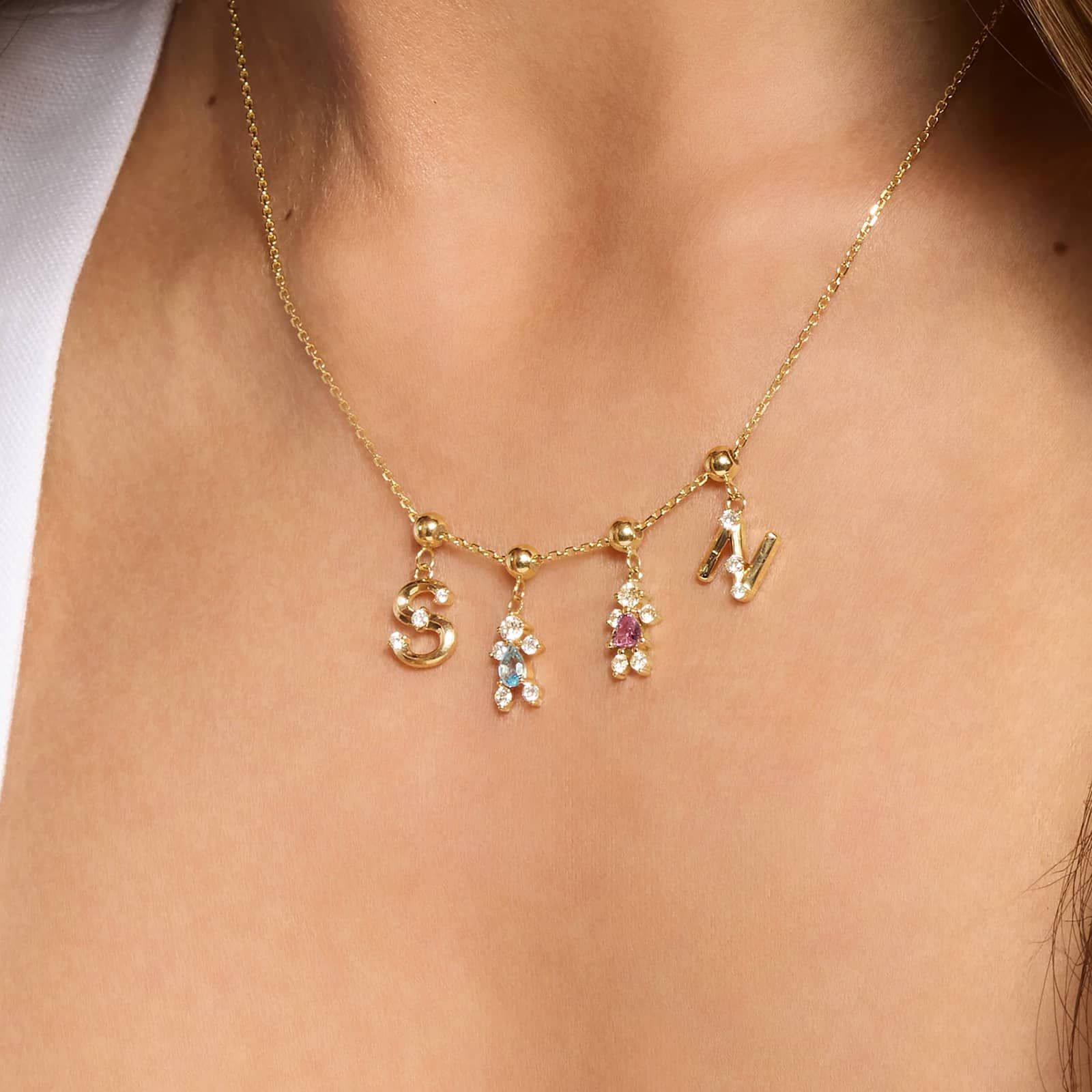 S Initial Lab-Grown Diamond Charm In 14K Yellow Gold