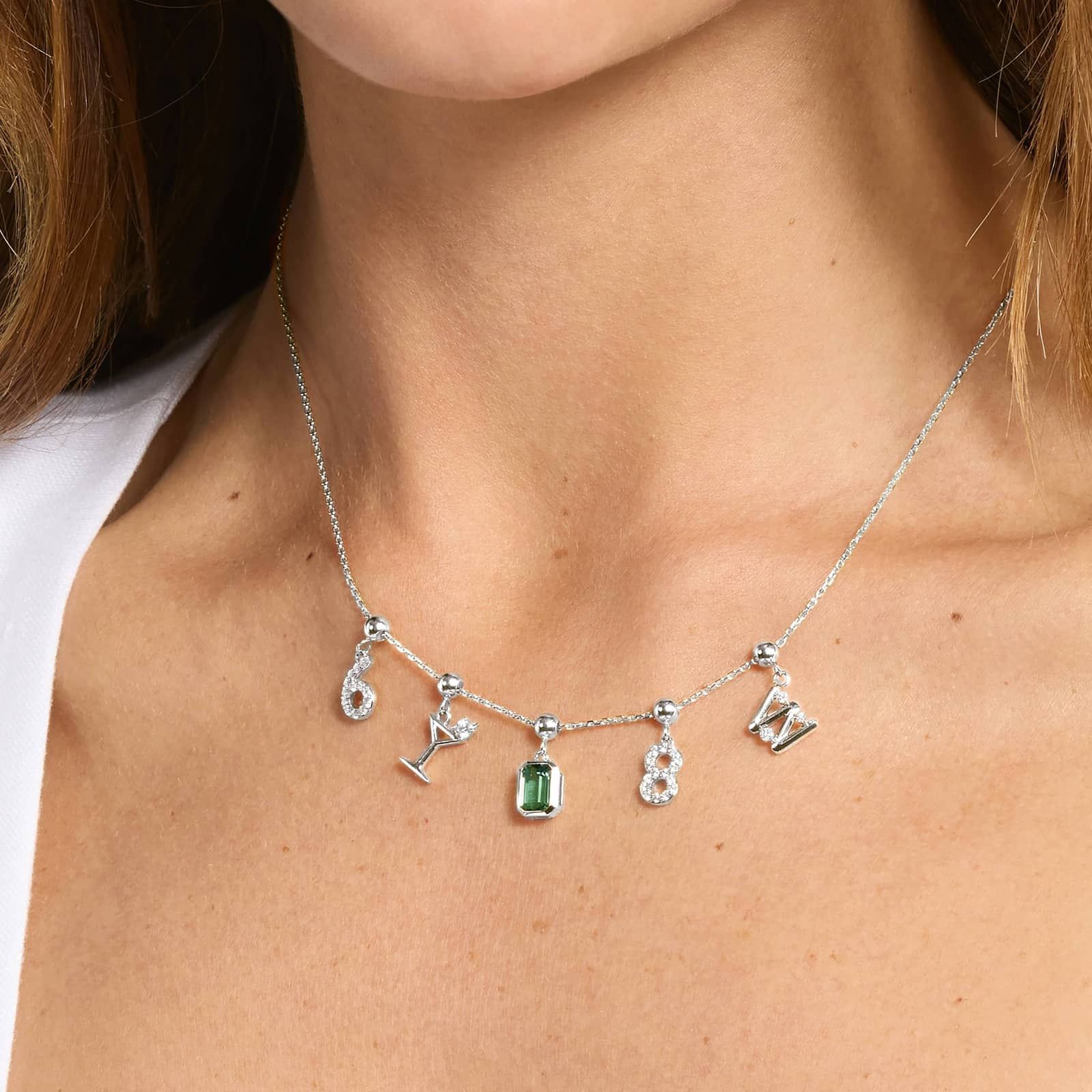 W Initial Lab-Grown Diamond Charm In 14K White Gold