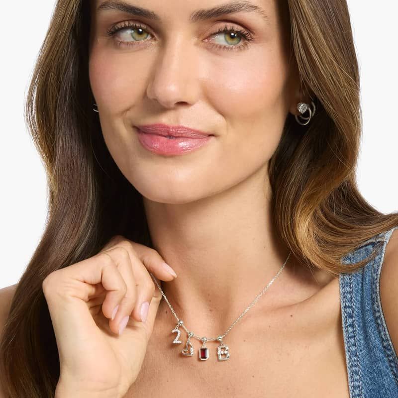 14K White Gold Emerald Cut Bezel Garnet Birthstone Charm