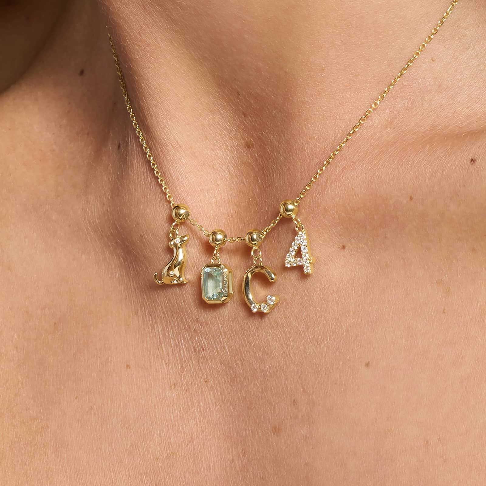 Dog Lab-Grown Diamond Charm In 14K Yellow Gold