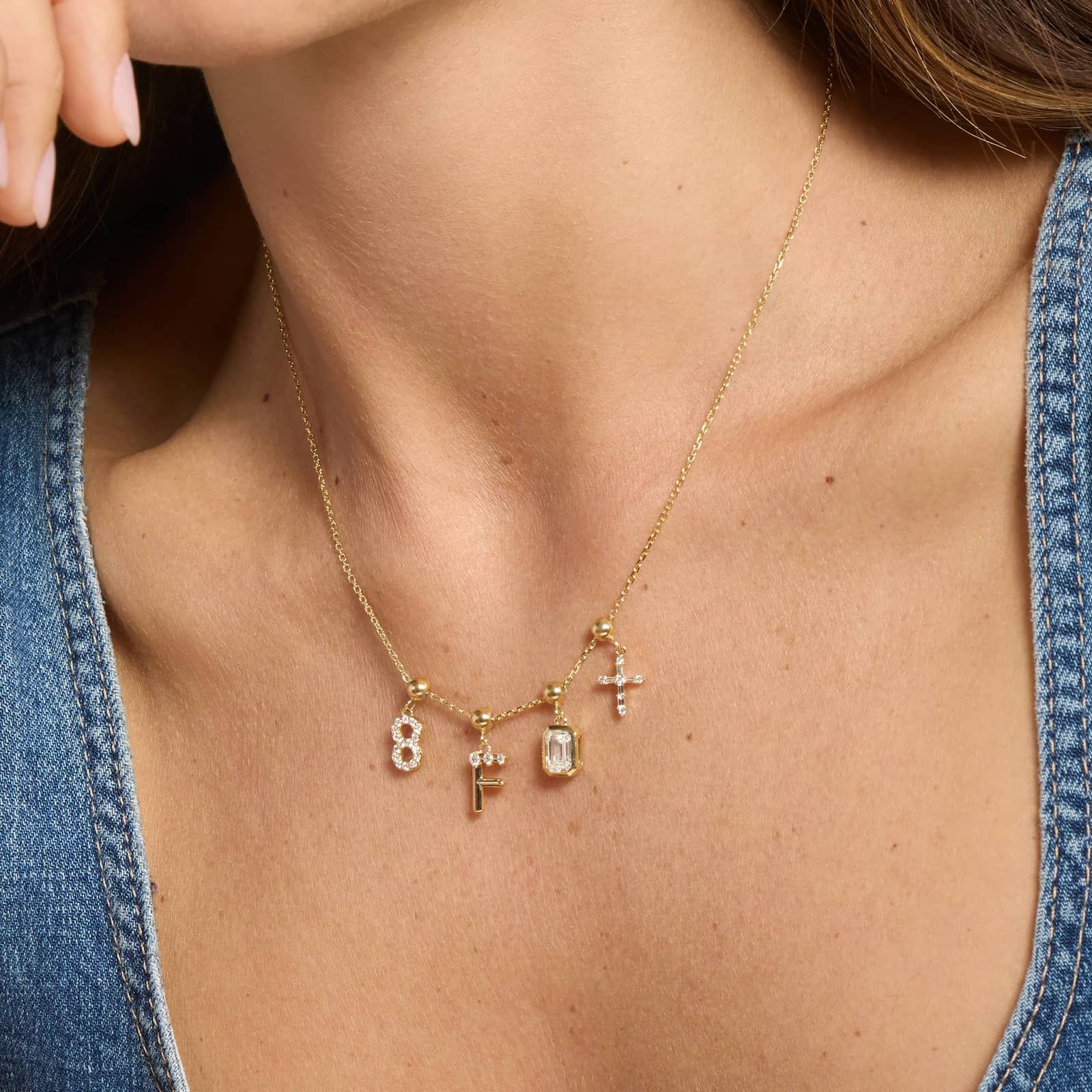 Cross Lab-Grown Diamond Charm In 14K Yellow Gold