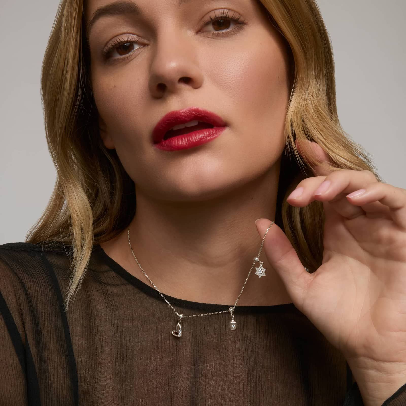 Dreidel Charm In 14K White Gold