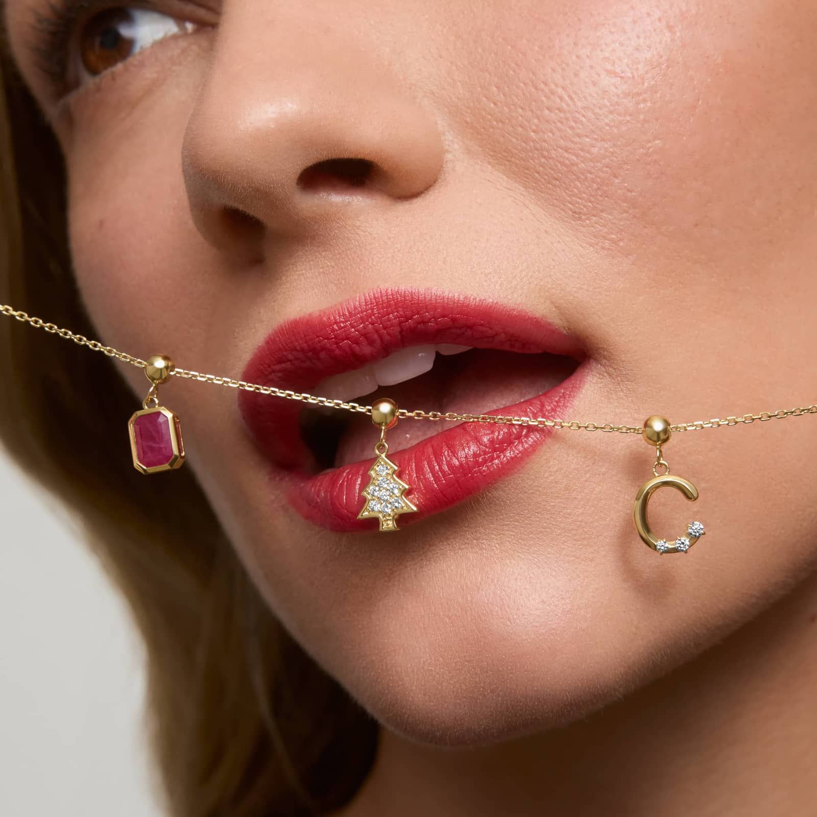 Christmas Tree Charm In 14K Yellow Gold