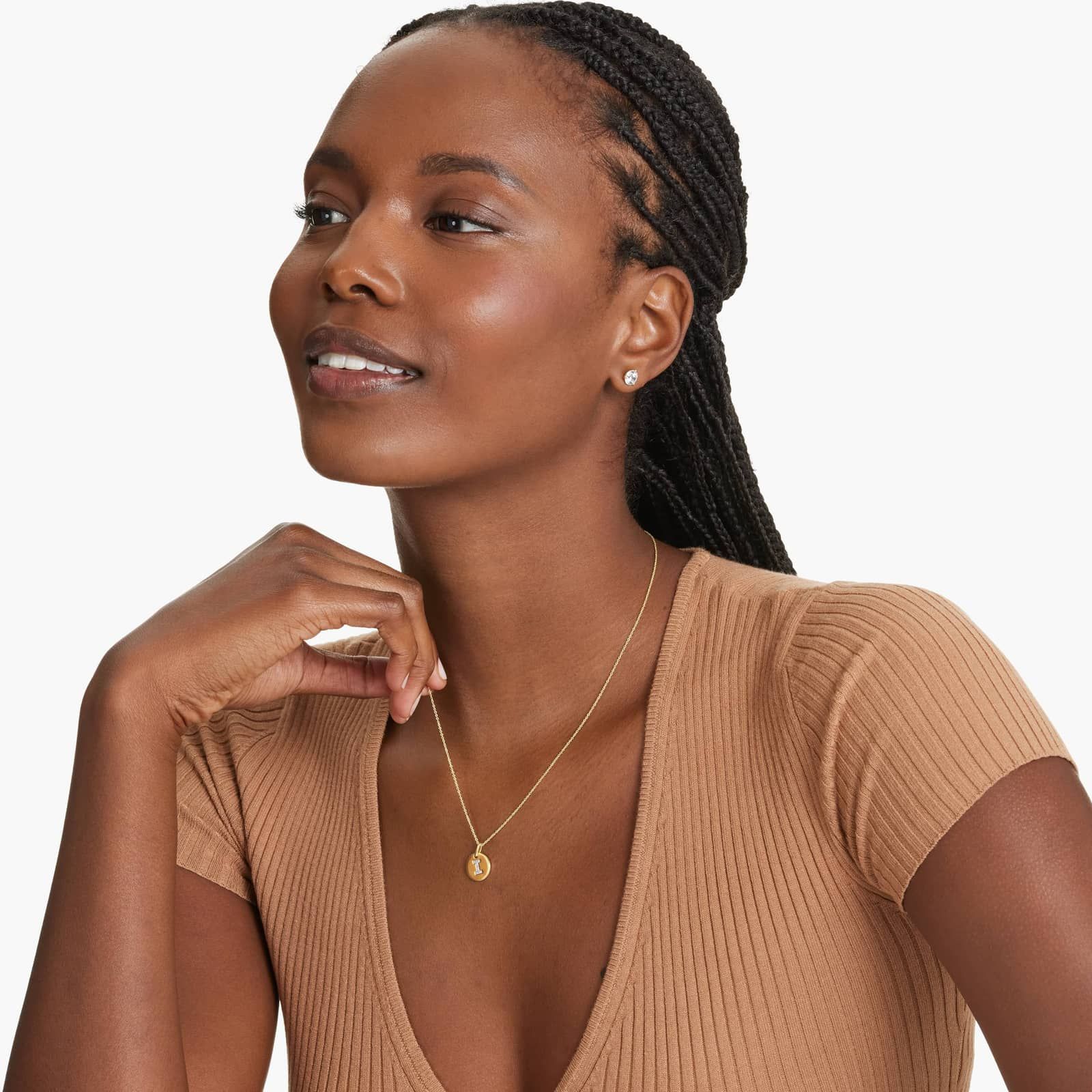 Diamond Initial I Pendant In 14K Yellow Gold