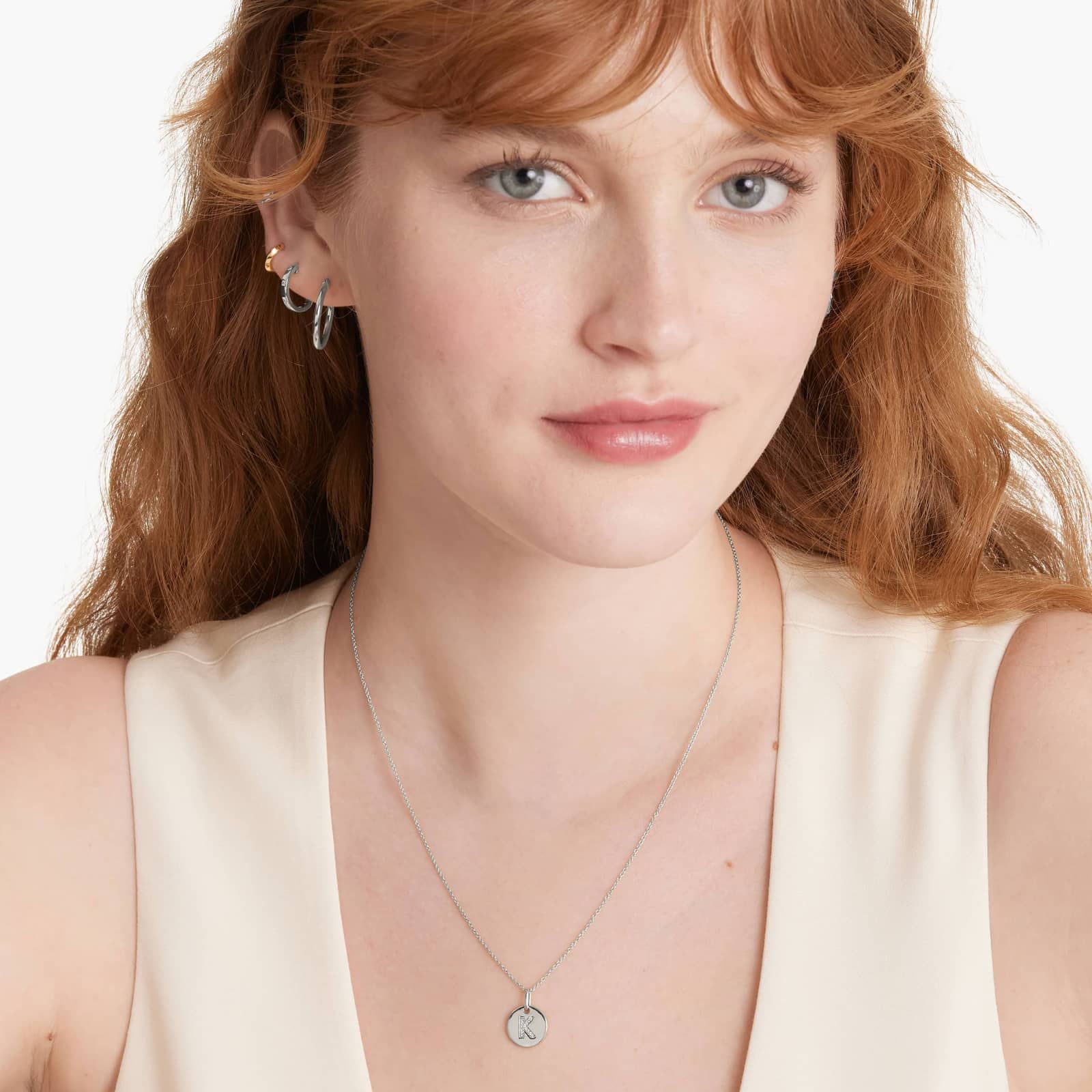 Diamond Initial K Pendant In 14K White Gold