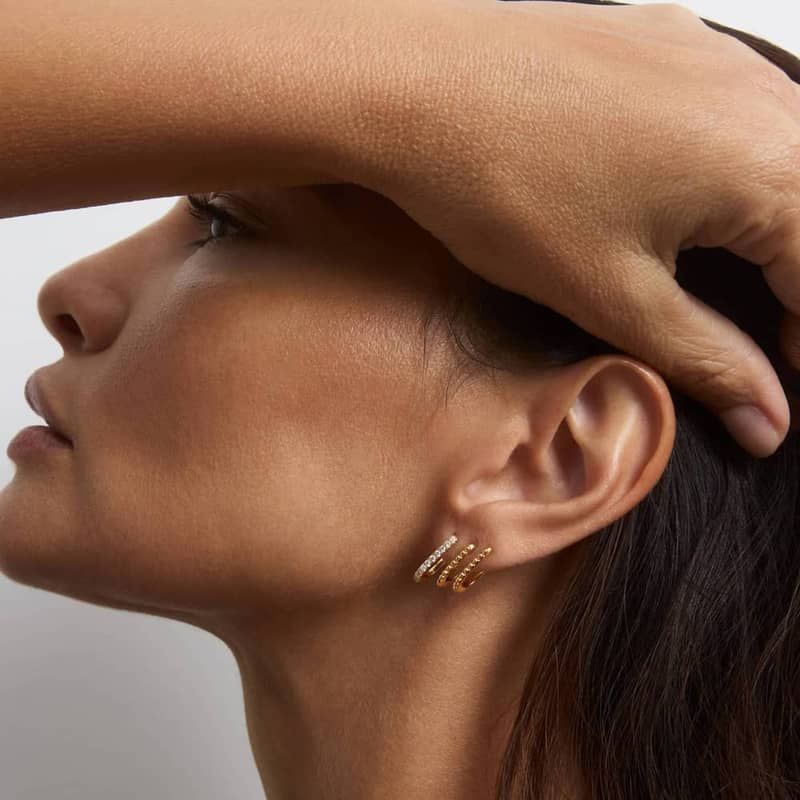 Climber Huggie Earrings With Lab-Grown Diamonds In 14K Yellow Gold