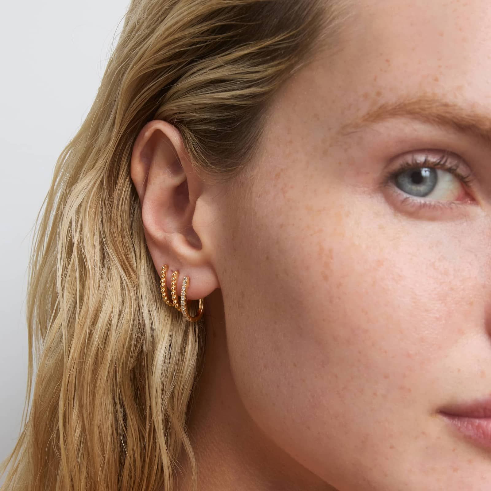 Climber Huggie Earrings With Lab-Grown Diamonds In 14K Yellow Gold