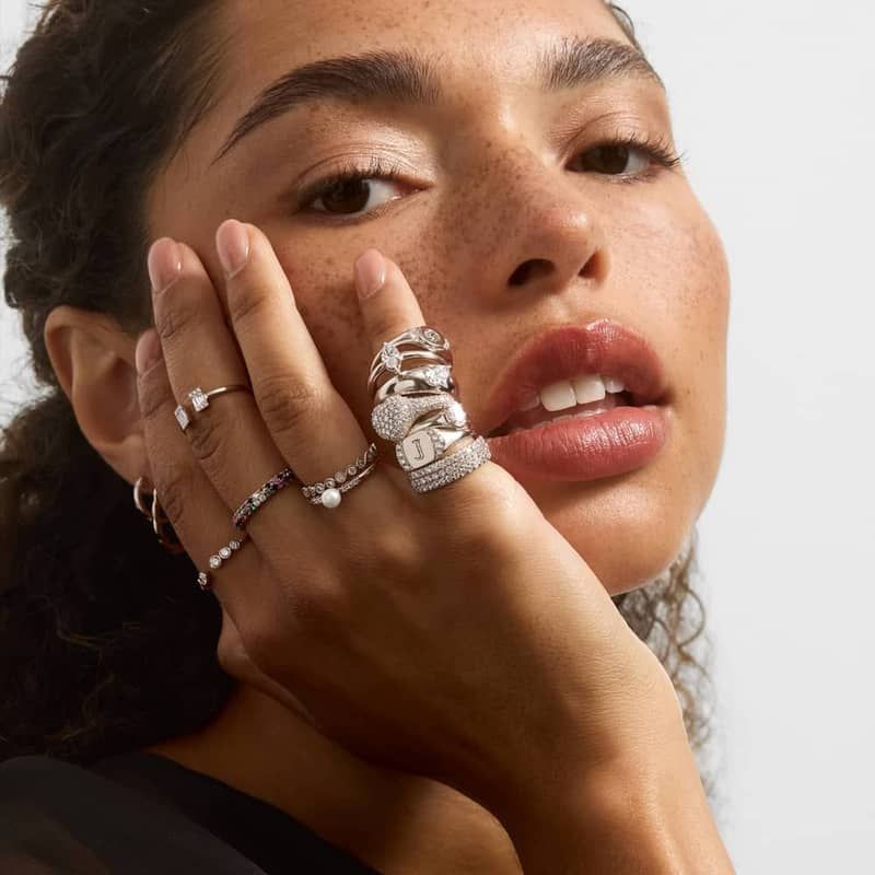 Signet Ring With 0.20 CTW Round Lab-Grown Diamonds In 14K White Gold