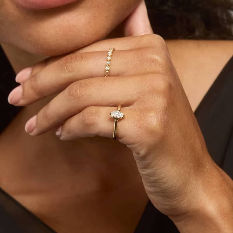 Solitaire Ring With 0.30 CTW Marquise Cut Lab-Grown Diamond In 14K Yellow Gold