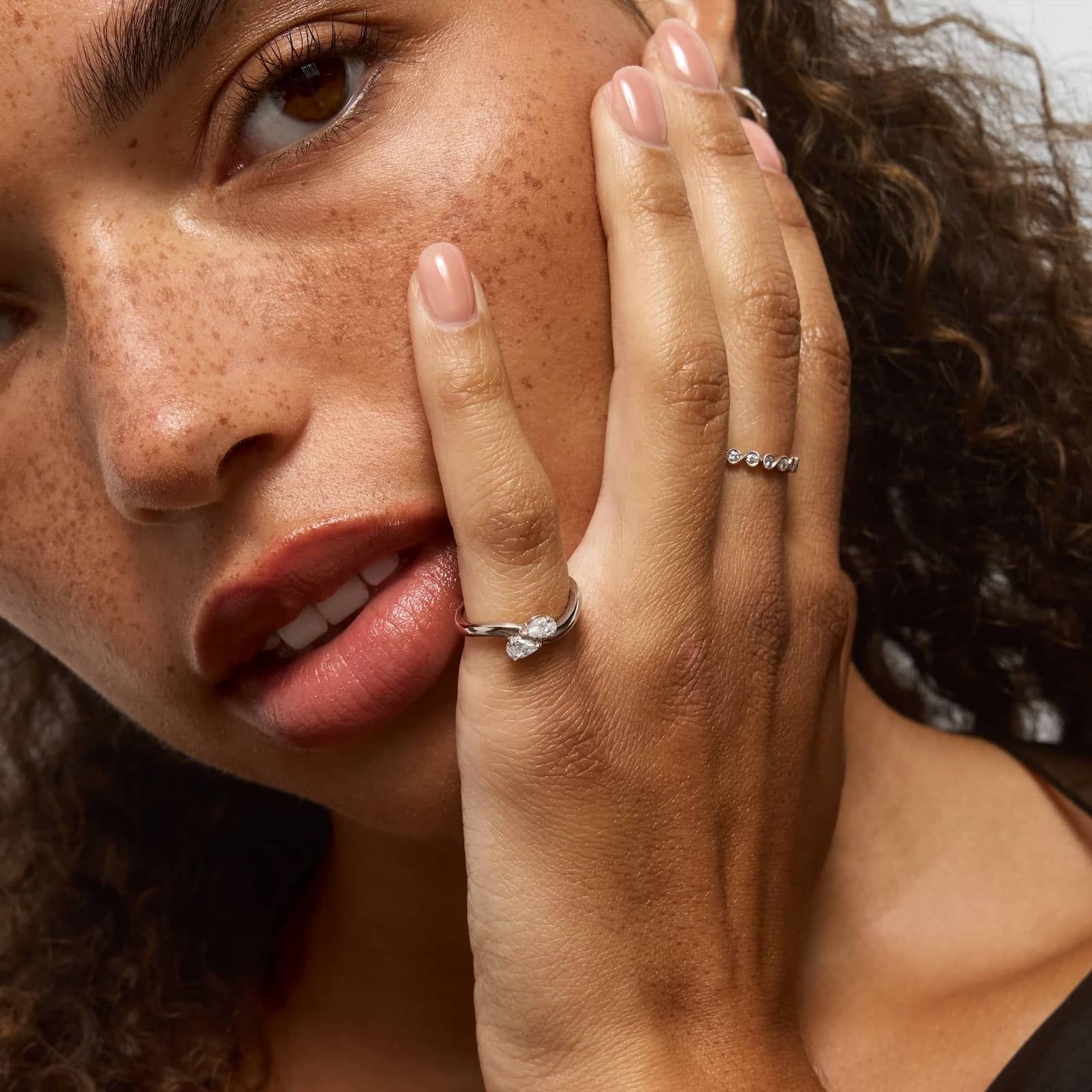 Two Stone Ring With 0.30 CTW Pear Cut Lab-Grown Diamonds In 14K White Gold