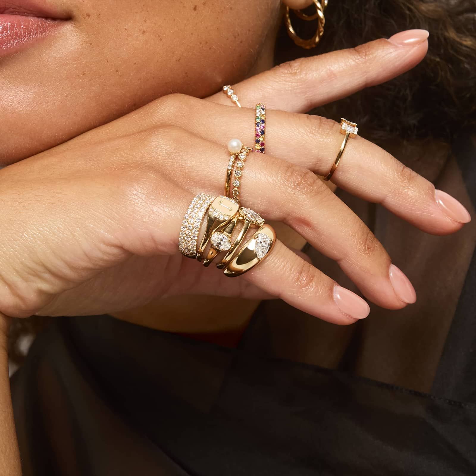 Dome Ring With 0.50 CTW Pear Shaped Lab-Grown Diamond In 14K Yellow Gold