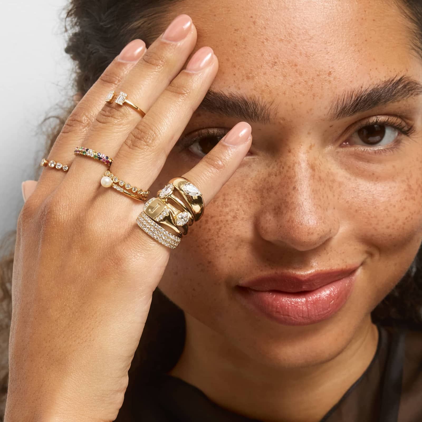 Three Row Pavé Ring With 0.75 CTW Round Lab-Grown Diamonds In 14K Yellow Gold