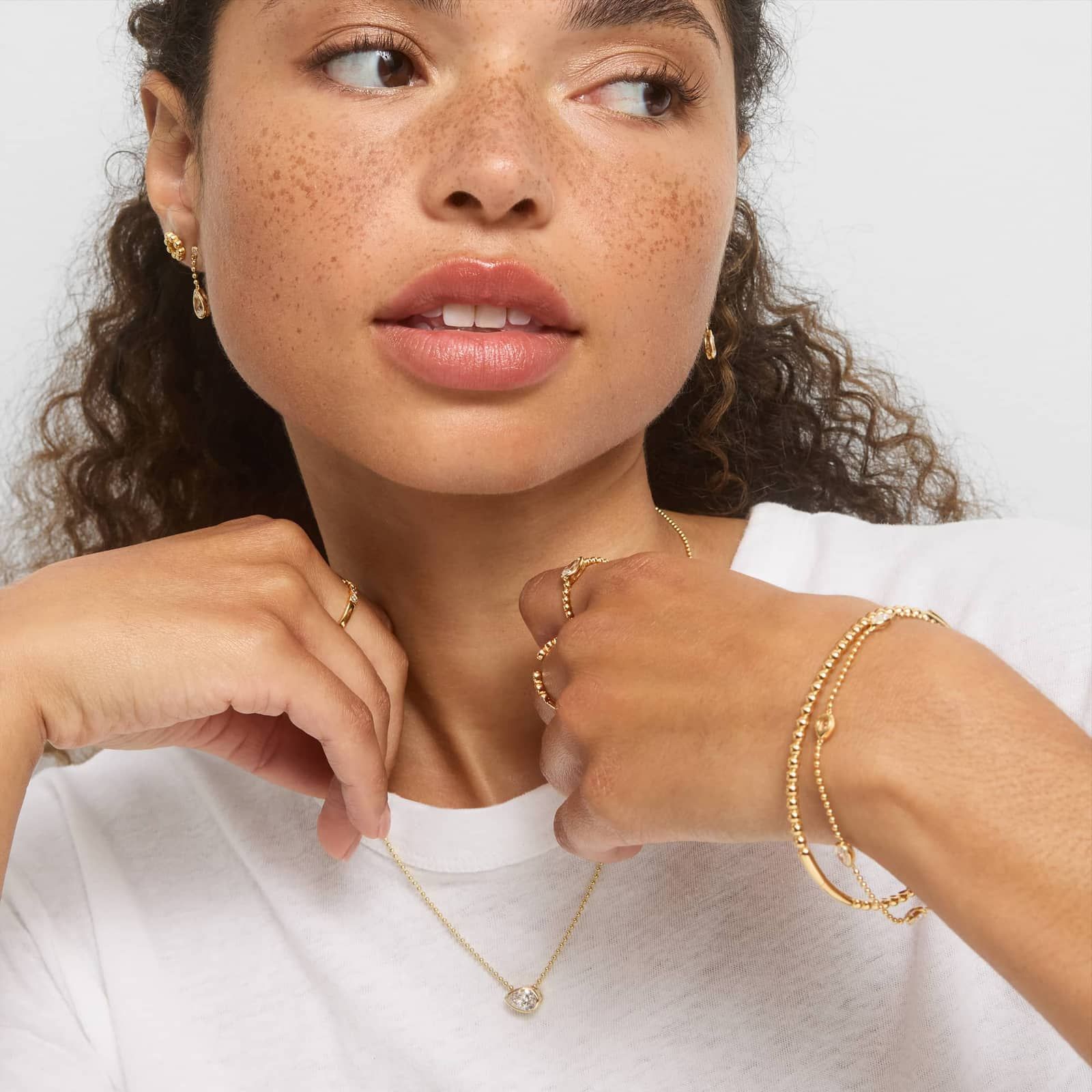 East-West Bezel Solitaire Bead Chain Necklace With 1 CTW Pear Shaped Lab-Grown Diamond In 14K Yellow Gold