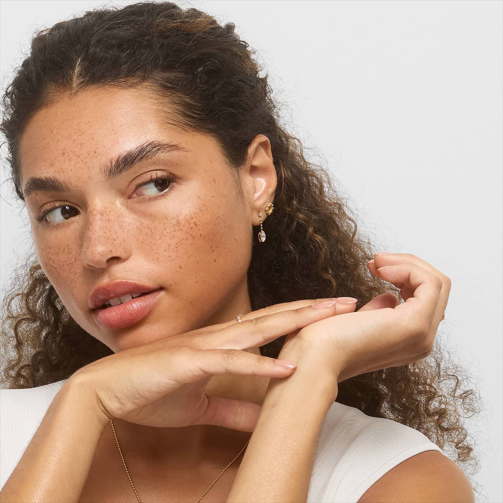 Bezel Bead Chain Drop Earrings With 1 CTW Oval Cut Lab-Grown Diamonds In 14K Yellow Gold