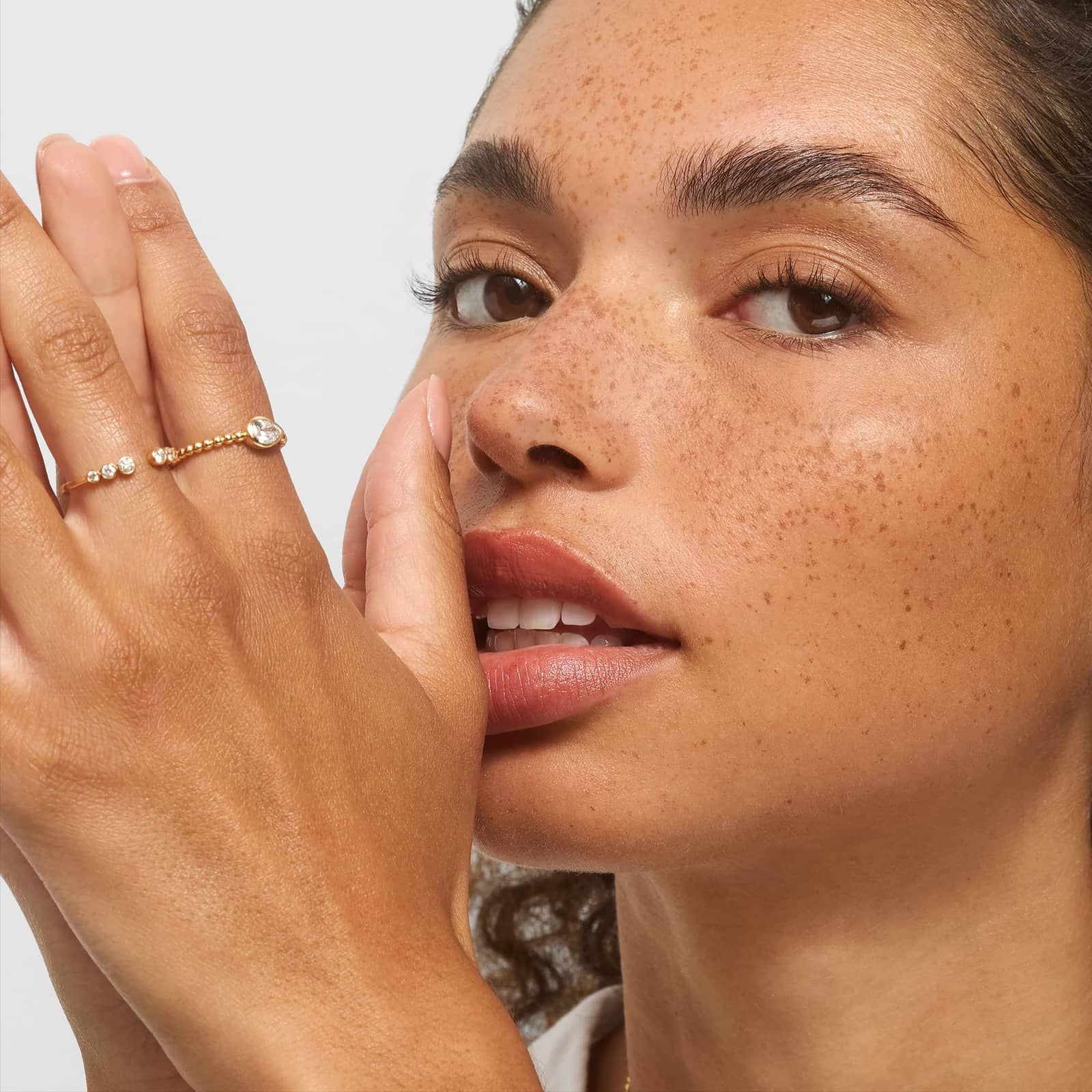 East-West Bezel Beaded Ring With 0.5 CTW Pear Shaped Lab-Grown Diamond in 14K Yellow Gold