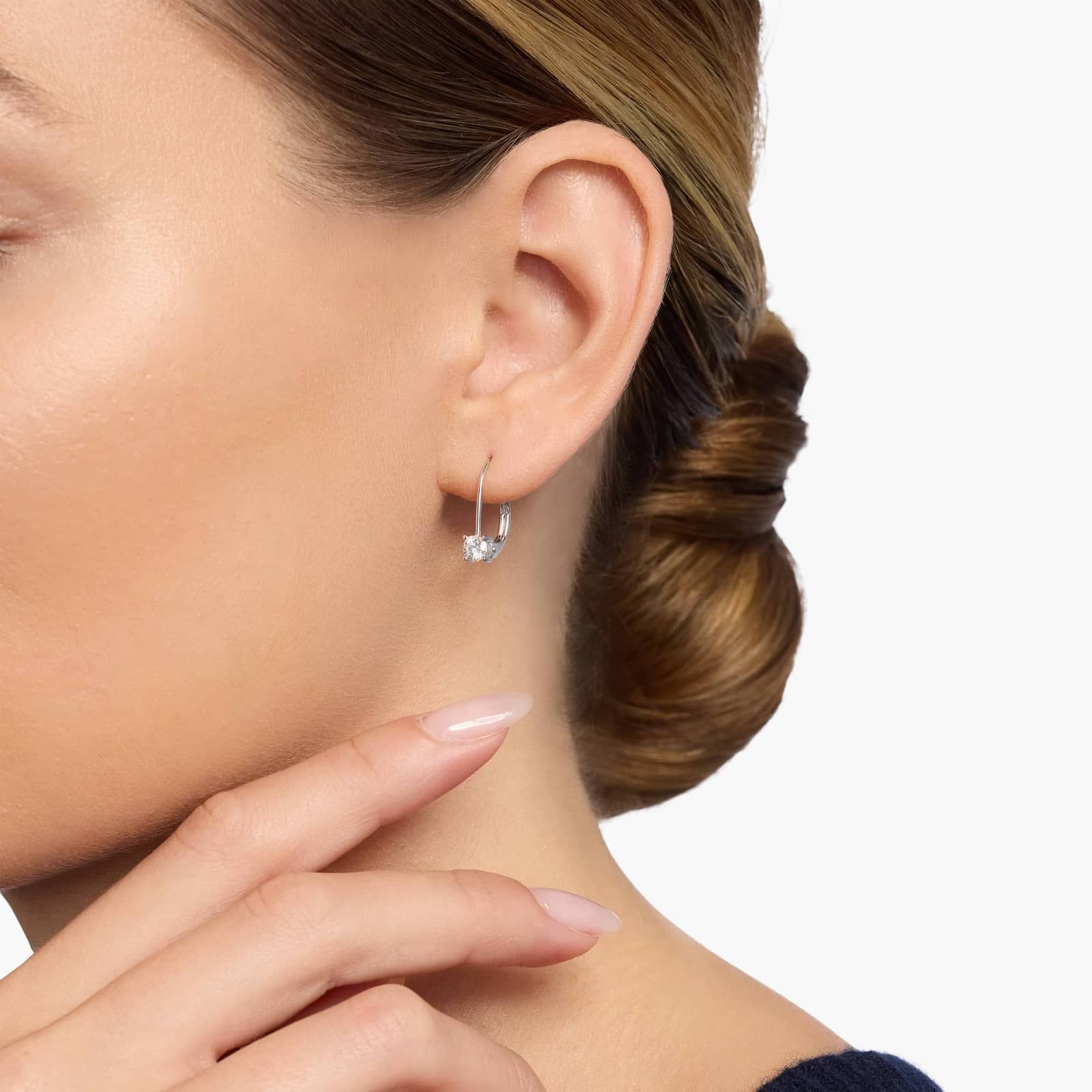 Diamond Four-Prong Drop Earring in 14k White Gold (1/2 ct. tw.)