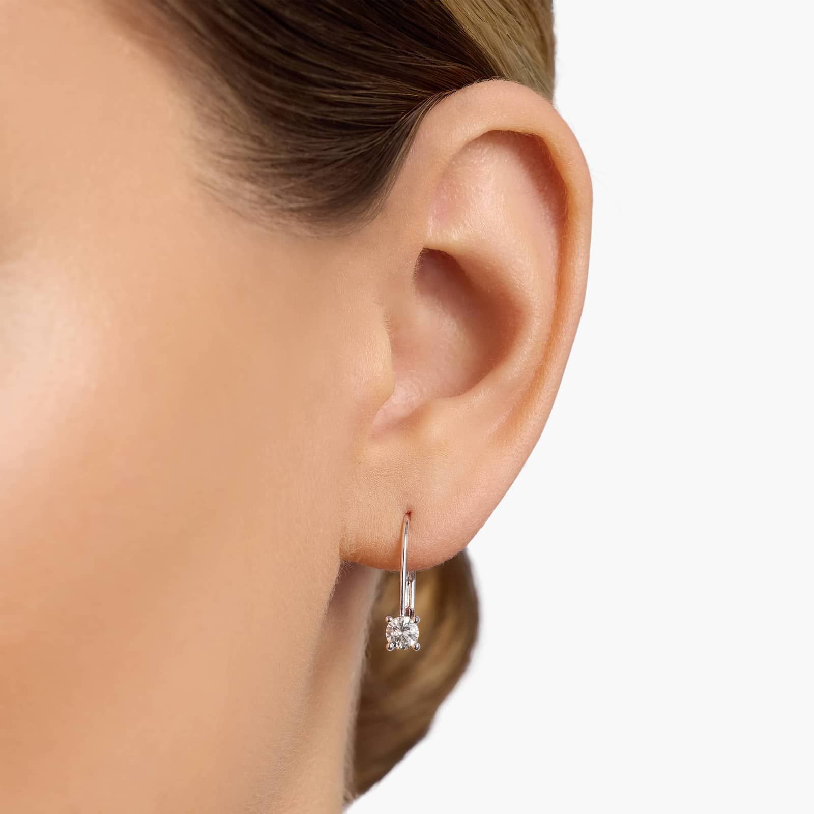 Diamond Four-Prong Drop Earring in 14k White Gold (1/2 ct. tw.)