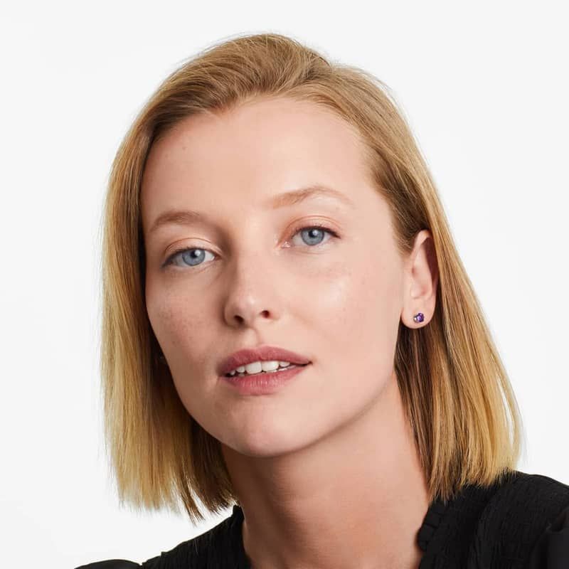 Amethyst Birthstone Earrings In 14K White Gold