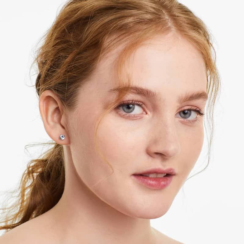 Aquamarine Birthstone Earrings In 14K White Gold