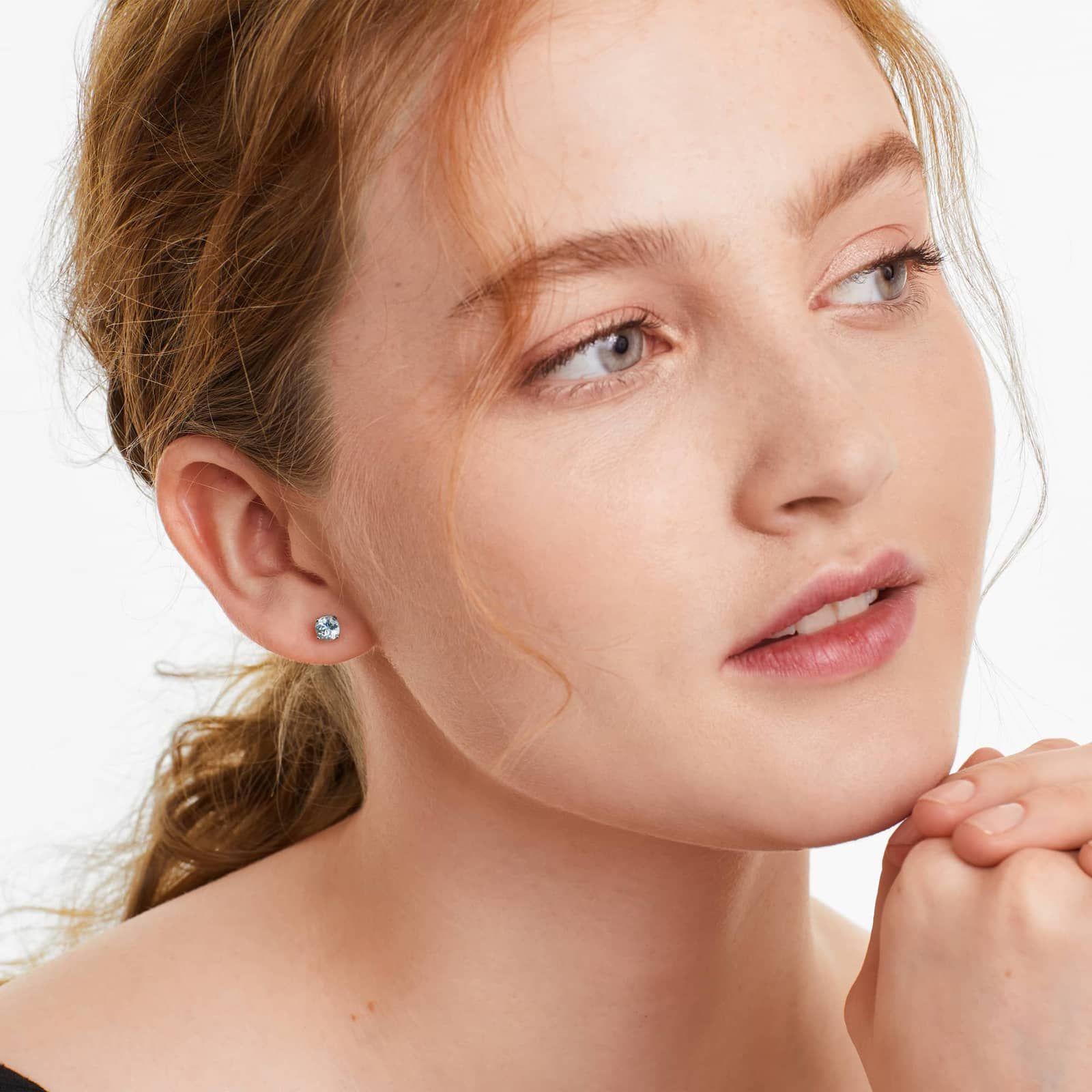 Aquamarine Birthstone Earrings In 14K White Gold