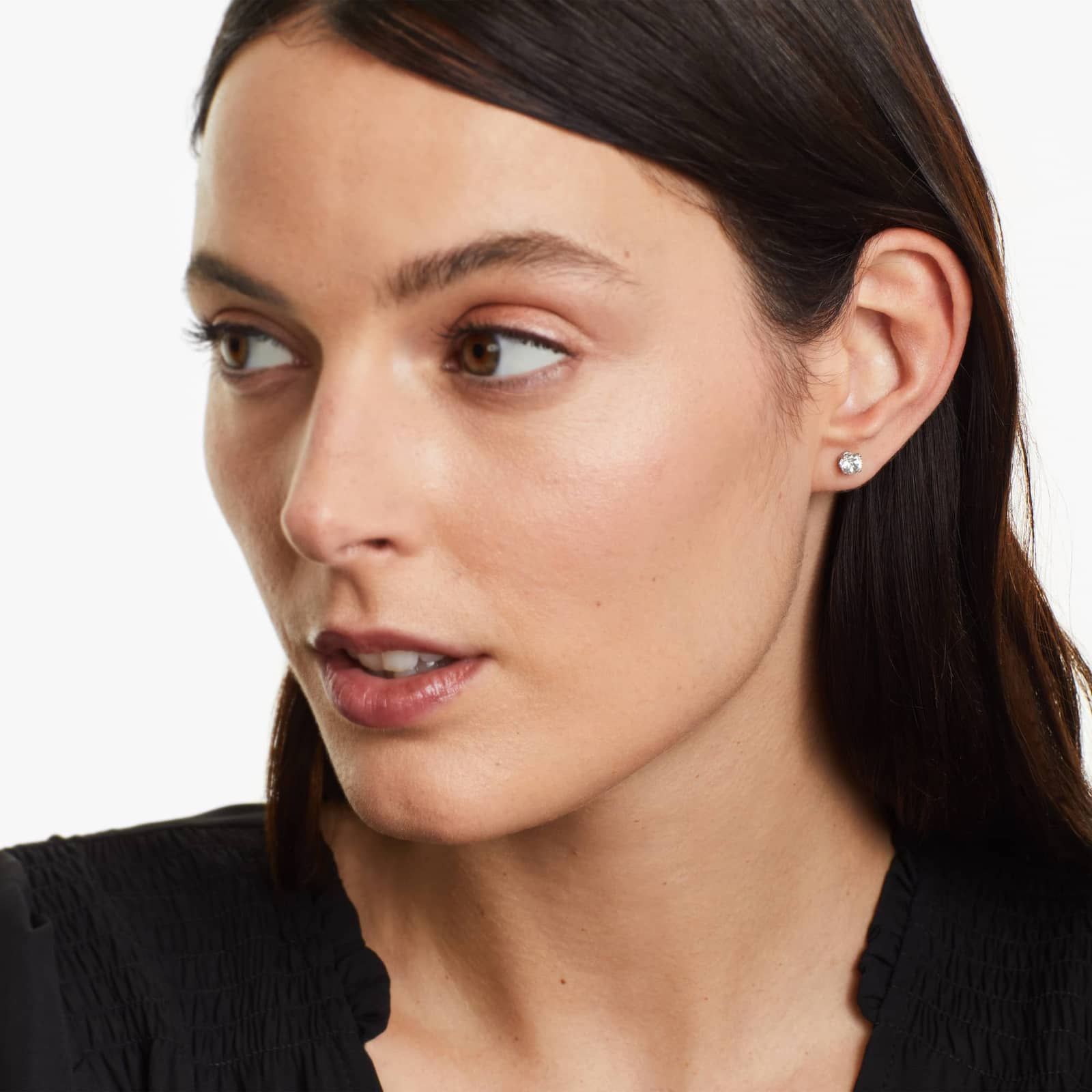 White Topaz Birthstone Earrings In 14K White Gold