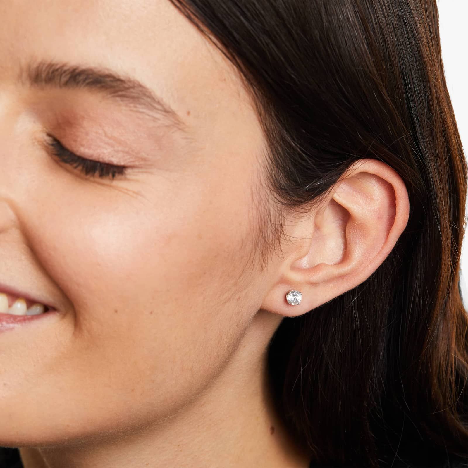 White Topaz Birthstone Earrings In 14K White Gold