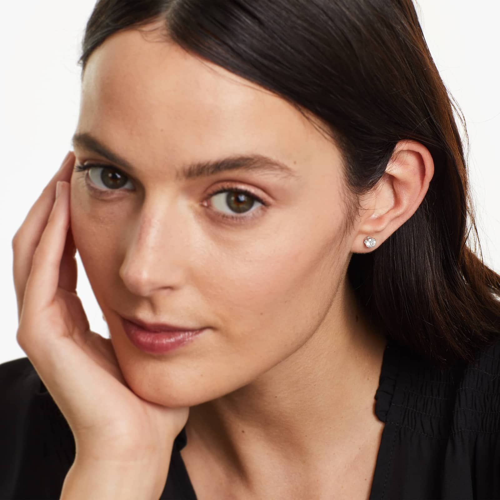 White Topaz Birthstone Earrings In 14K White Gold