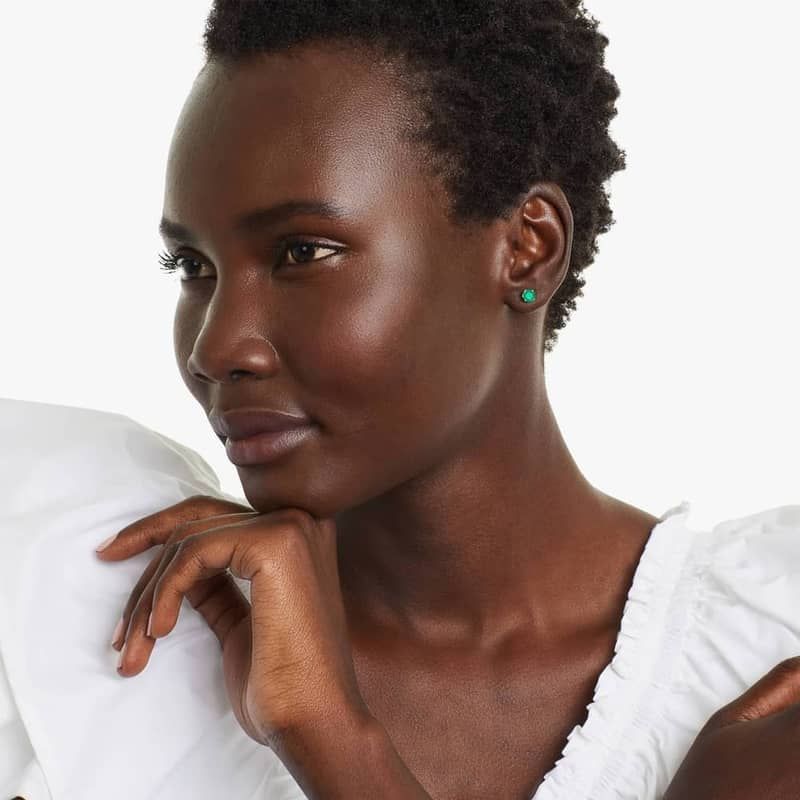 Emerald Birthstone Earrings In 14K Yellow Gold