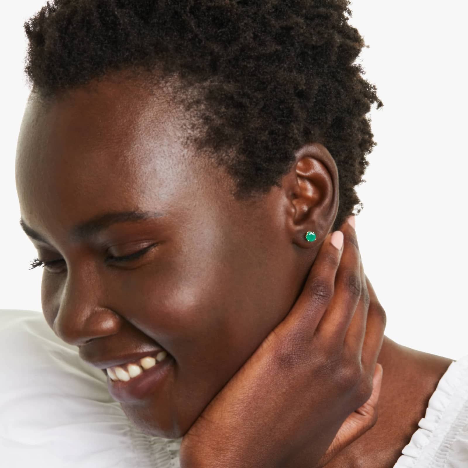 Emerald Birthstone Earrings In 14K Yellow Gold