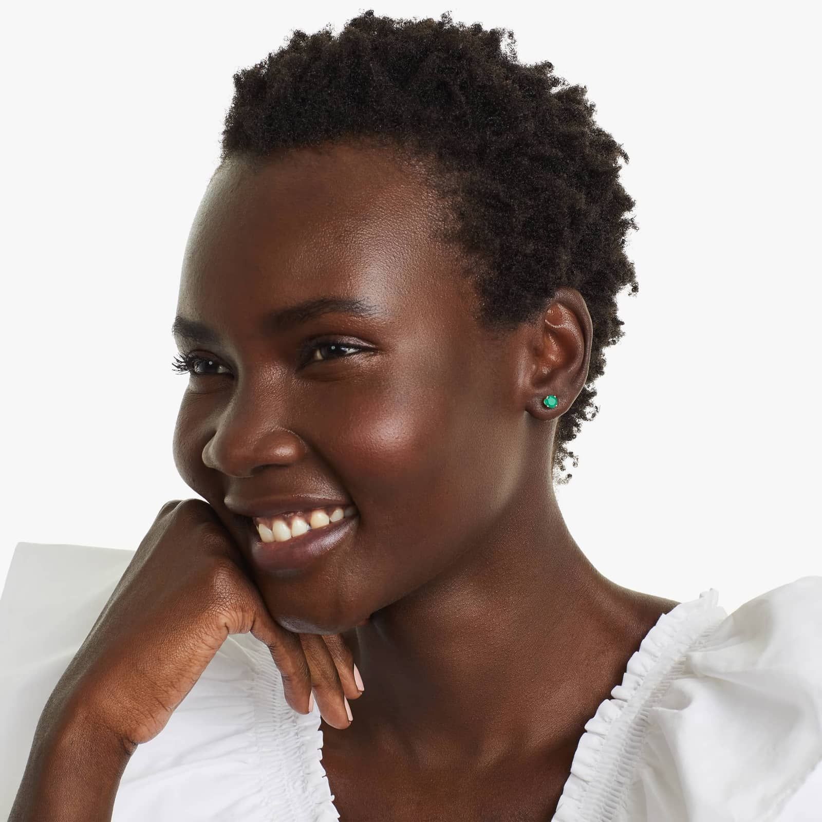 Emerald Birthstone Earrings In 14K Yellow Gold