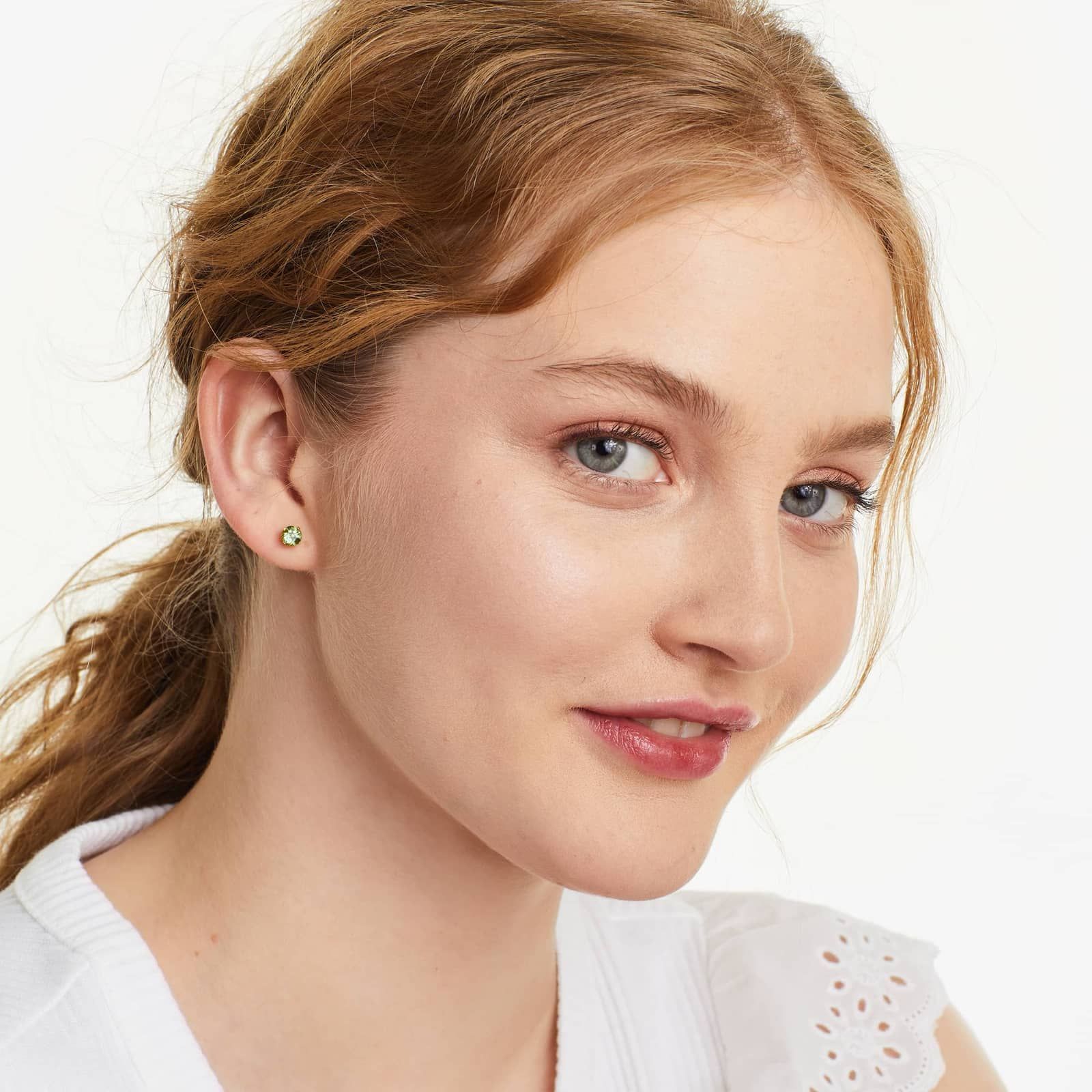 Peridot Birthstone Earrings In 14K Yellow Gold