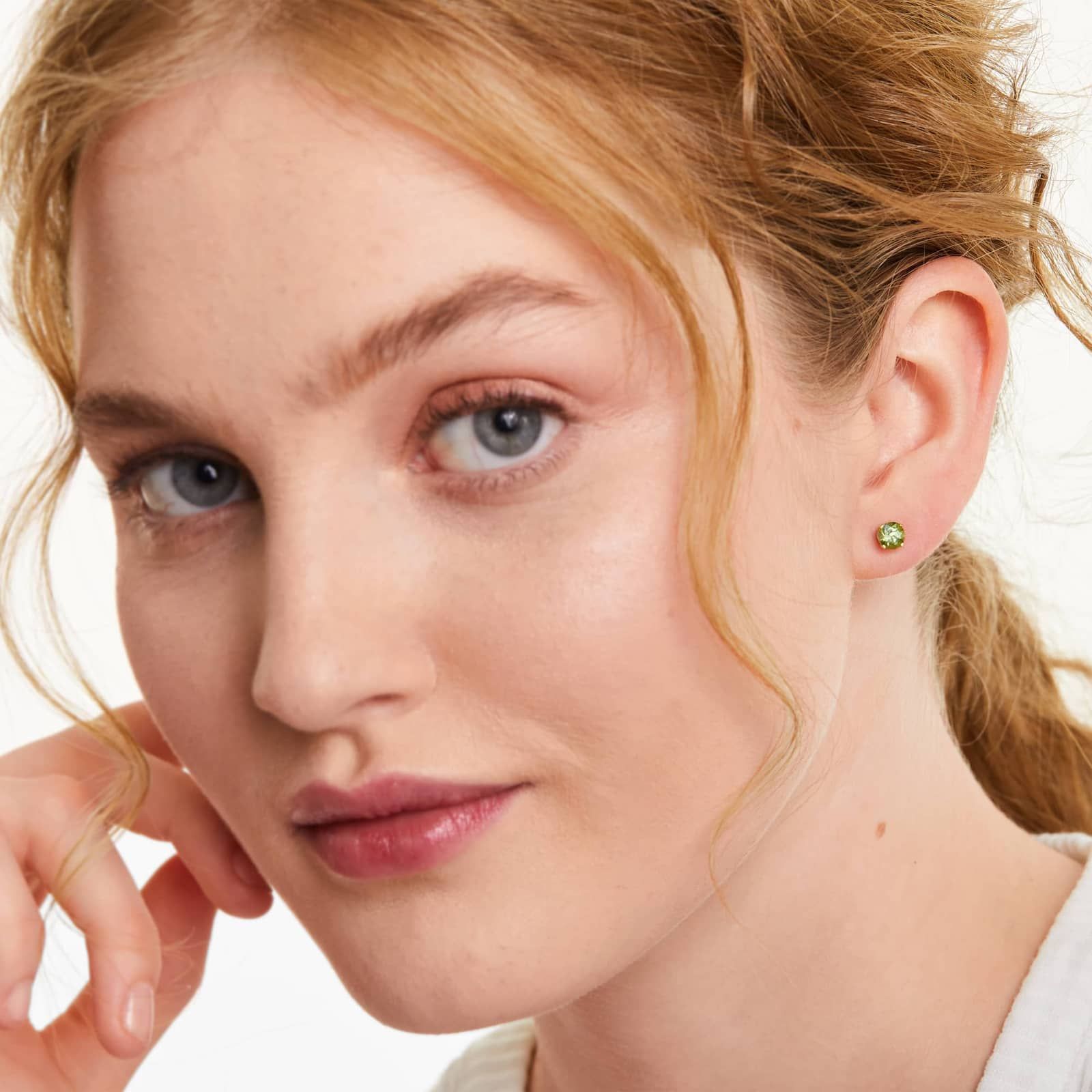 Peridot Birthstone Earrings In 14K Yellow Gold