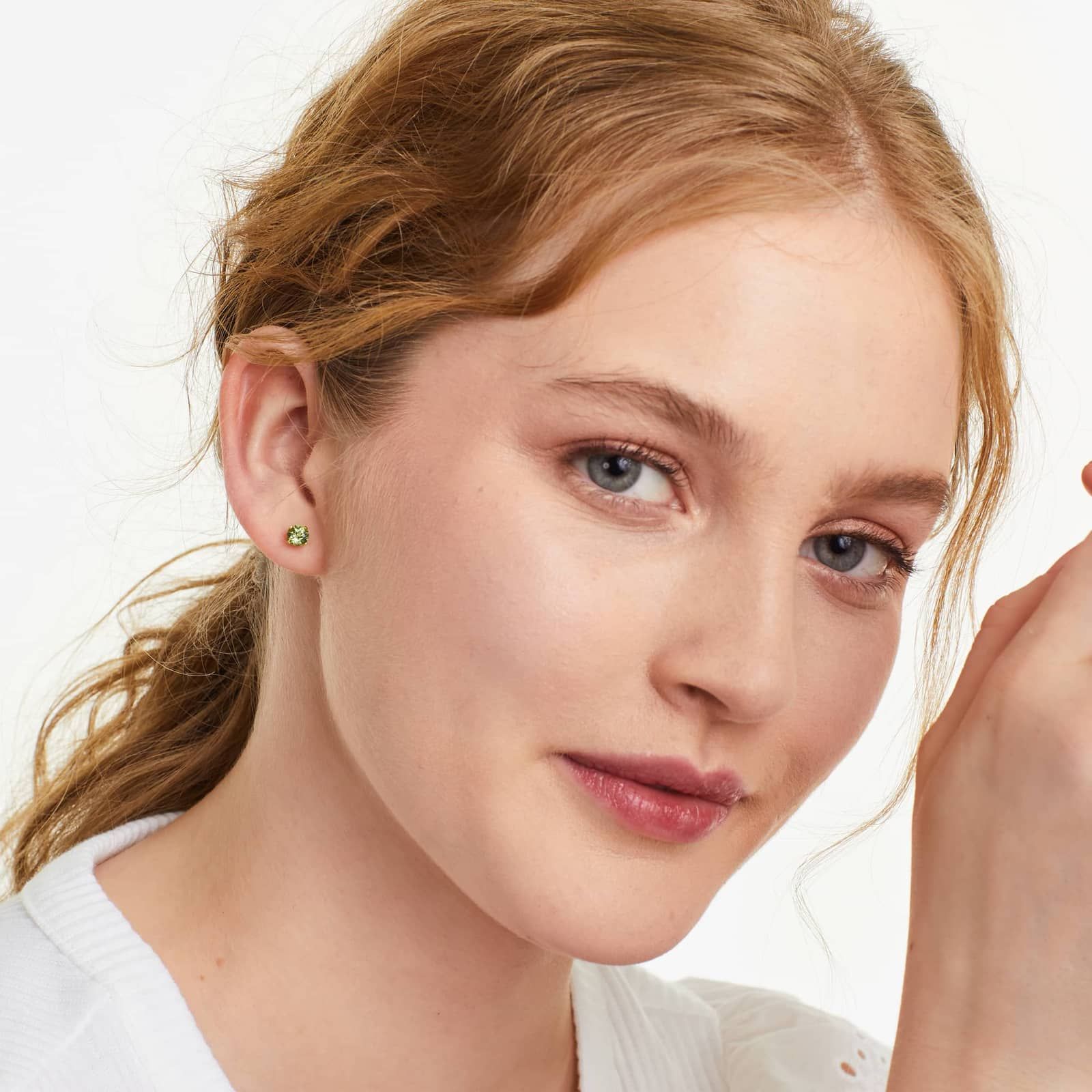 Peridot Birthstone Earrings In 14K Yellow Gold