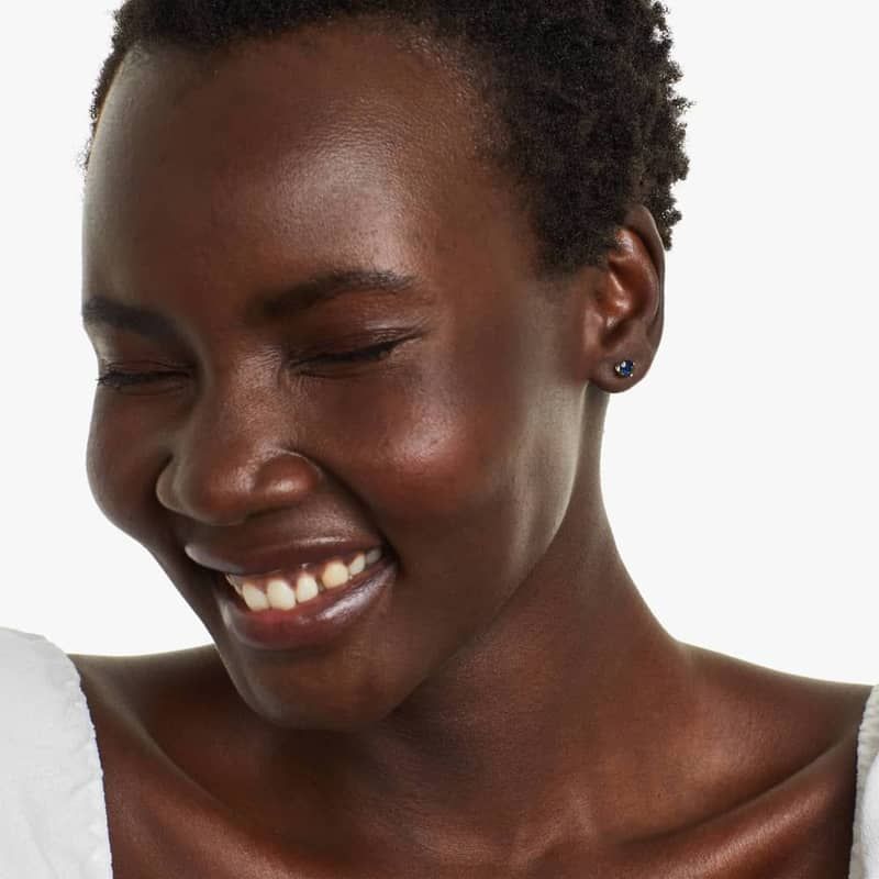 Sapphire Birthstone Earrings In 14K White Gold