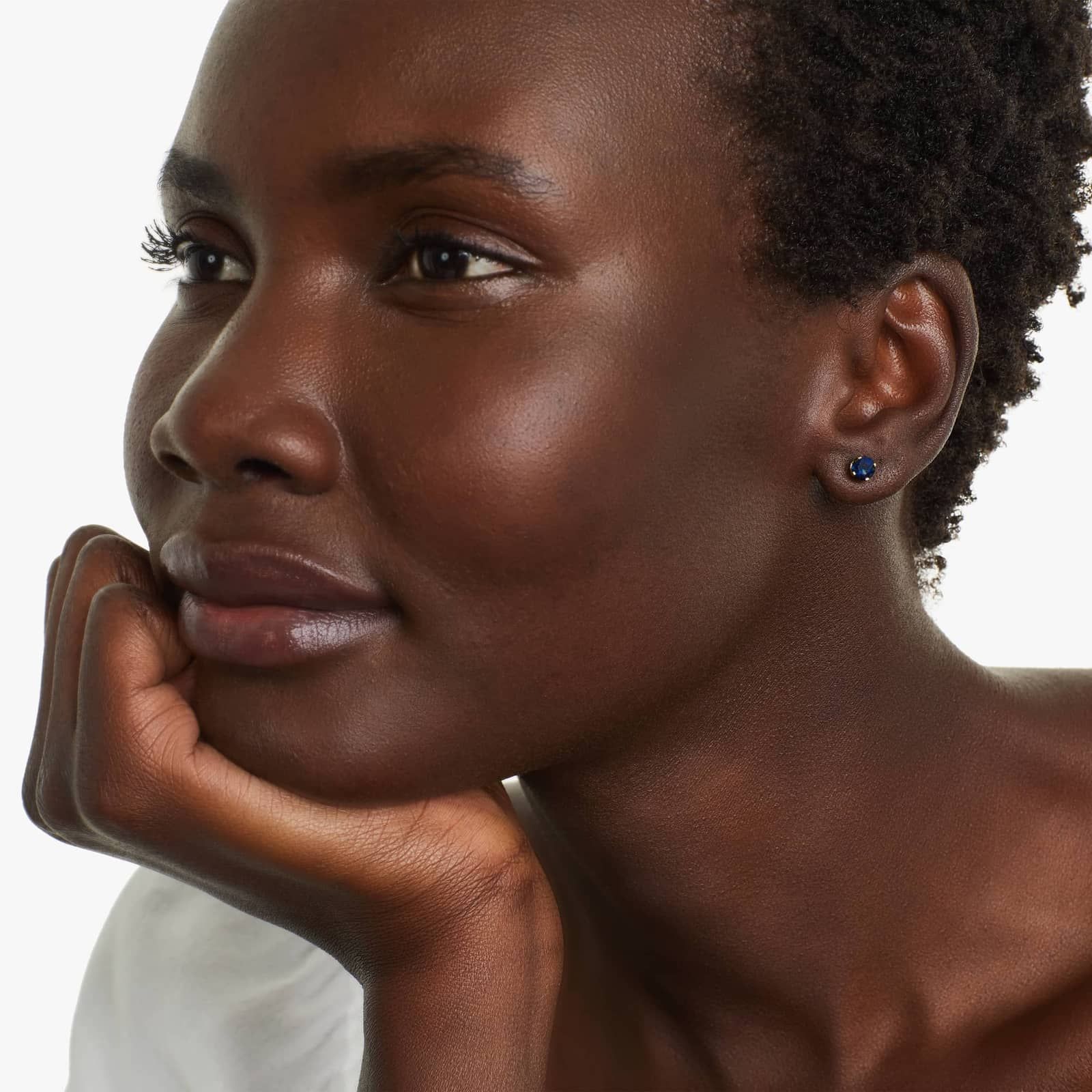 Sapphire Birthstone Earrings In 14K White Gold