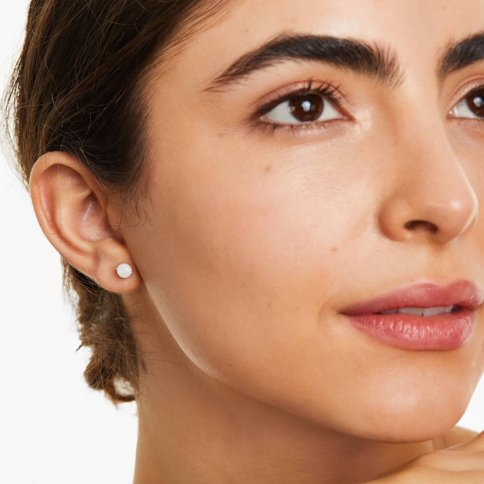 Opal Birthstone Earrings In 14K White Gold