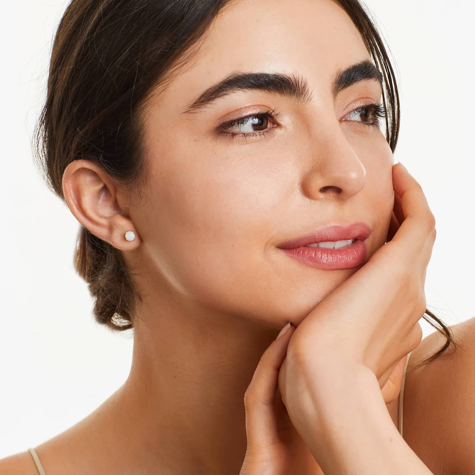 Opal Birthstone Earrings In 14K White Gold