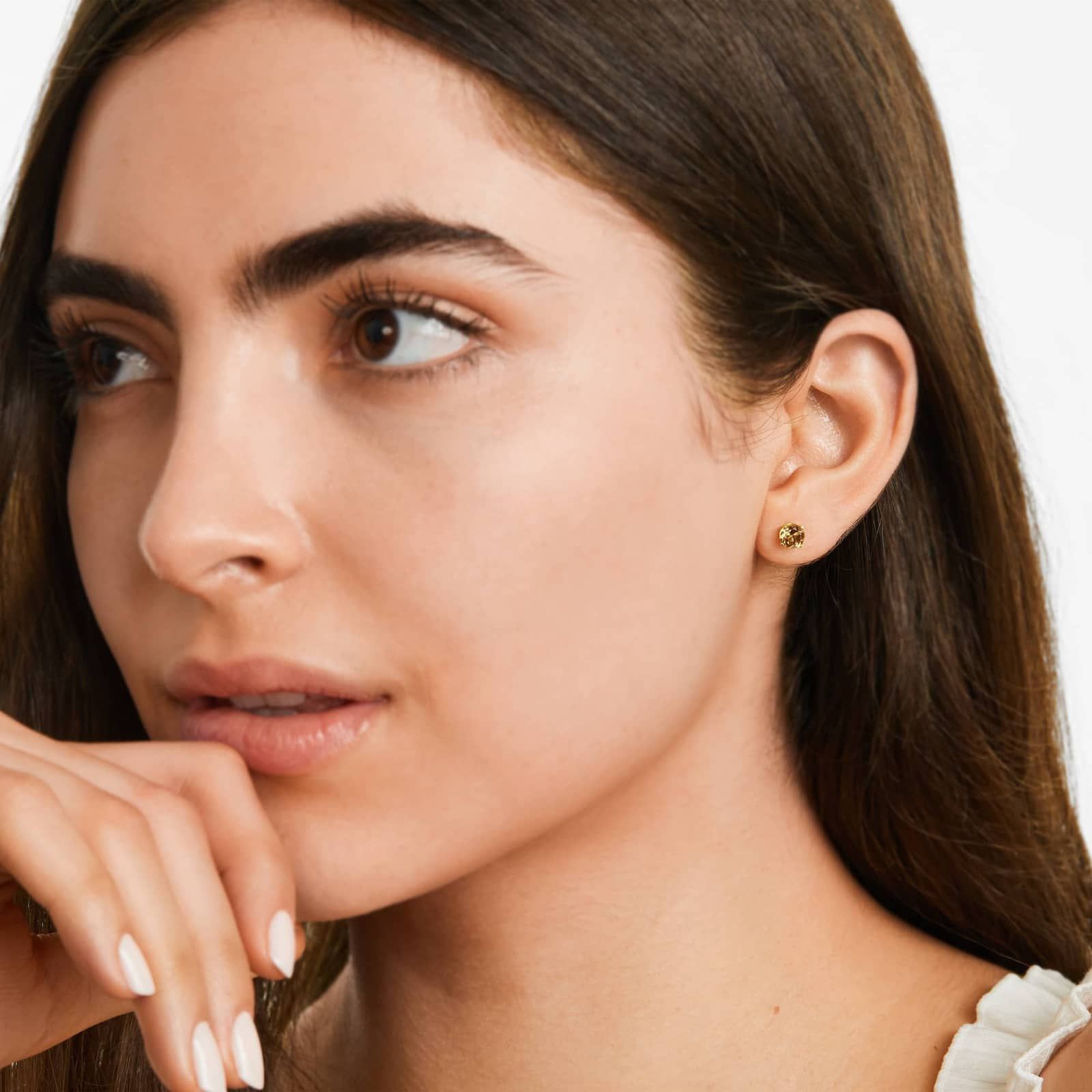 Citrine Birthstone Earrings In 14K Yellow Gold